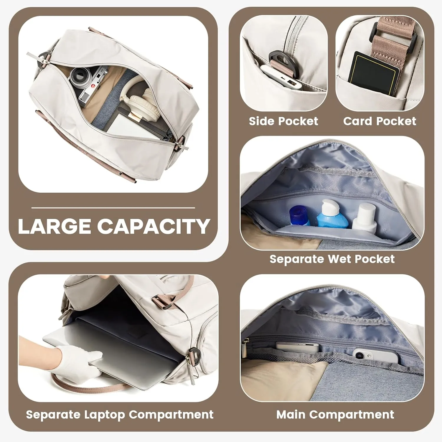 Large Weekender Bag for Women, Travel Duffle Bag with Shoe Compartment, Carry on Gym Bags Waterproof Overnight Bags Bolso de Viaje