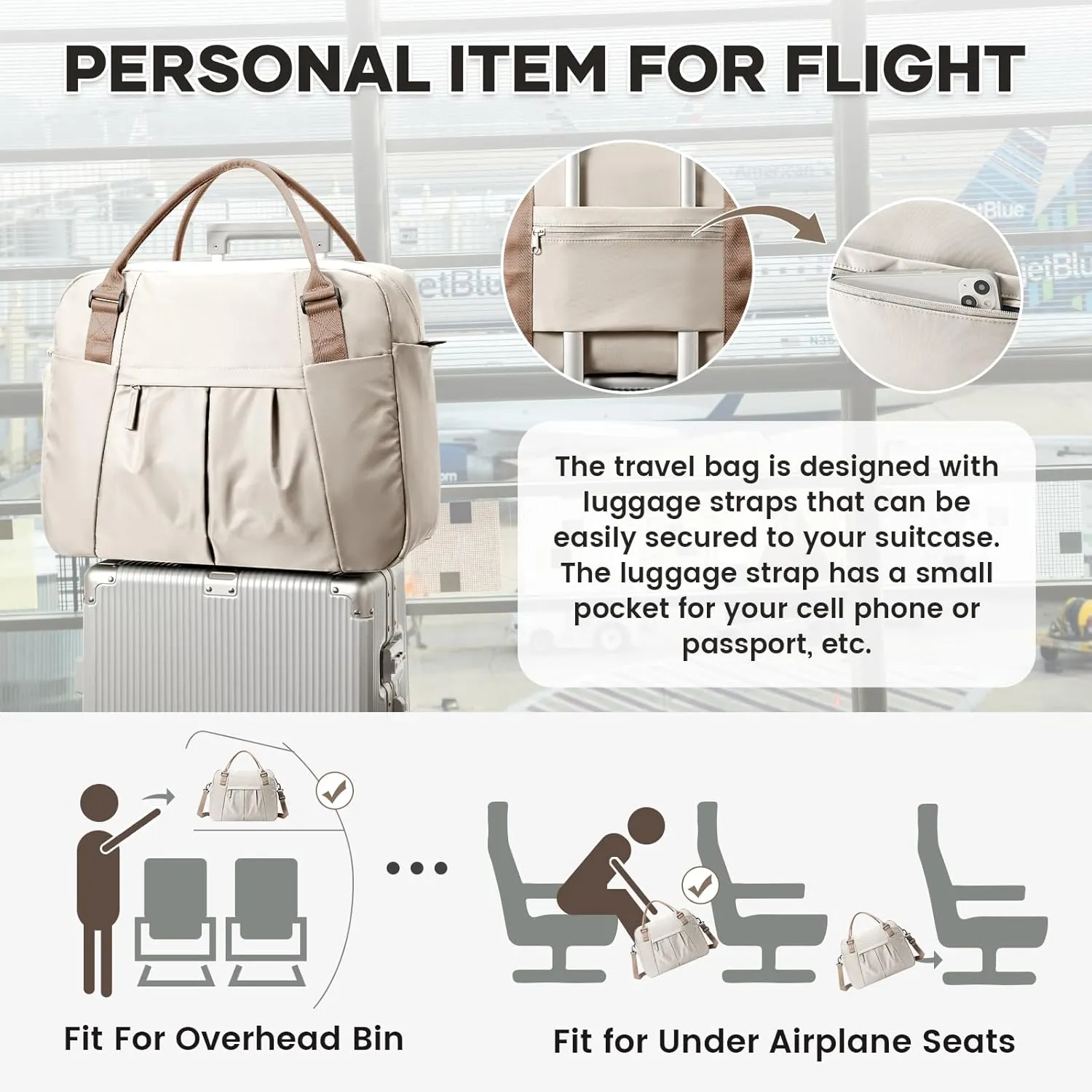Large Weekender Bag for Women, Travel Duffle Bag with Shoe Compartment, Carry on Gym Bags Waterproof Overnight Bags Bolso de Viaje