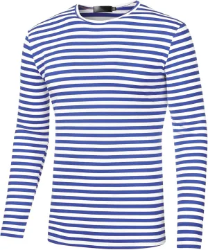 Lars Amadeus Men's Striped T-Shirt Long Sleeves Crew Neck Stripe Basic Top T Shirt