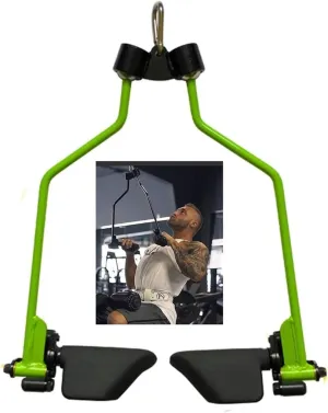 LAT Pull-Down Bar Fitness Cable Accessories, Multi-Function Rear Rowing Handle Bar, Dipped Anti-Skid Handle Strength Training Fitness Equipment (Color : Green)