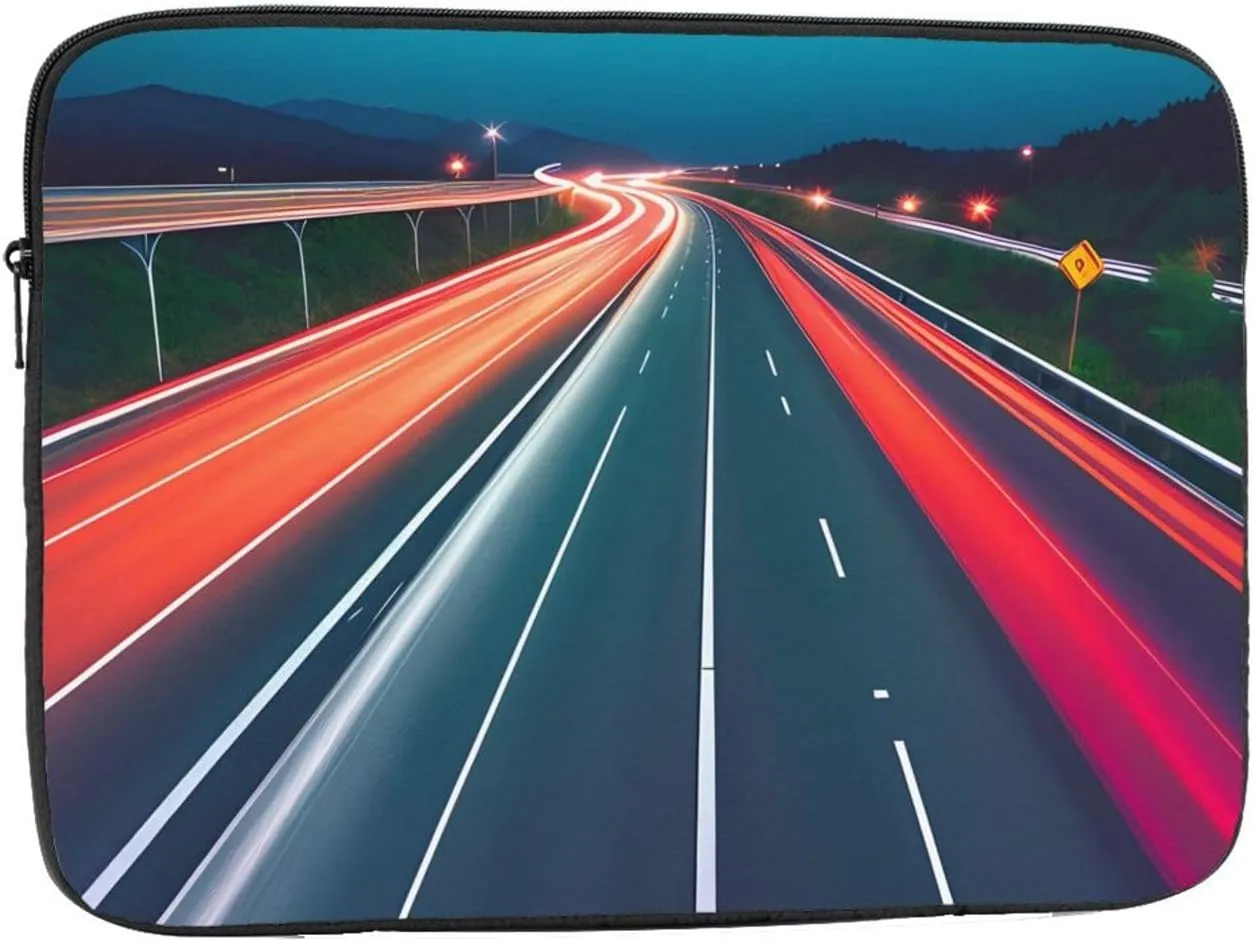 Late Night Highway Prints Portable Laptop Sleeve Case - Shockproof Portable Laptop Sleeve Bag 15 inch for Men and Women Business Travel, Office Daily Use