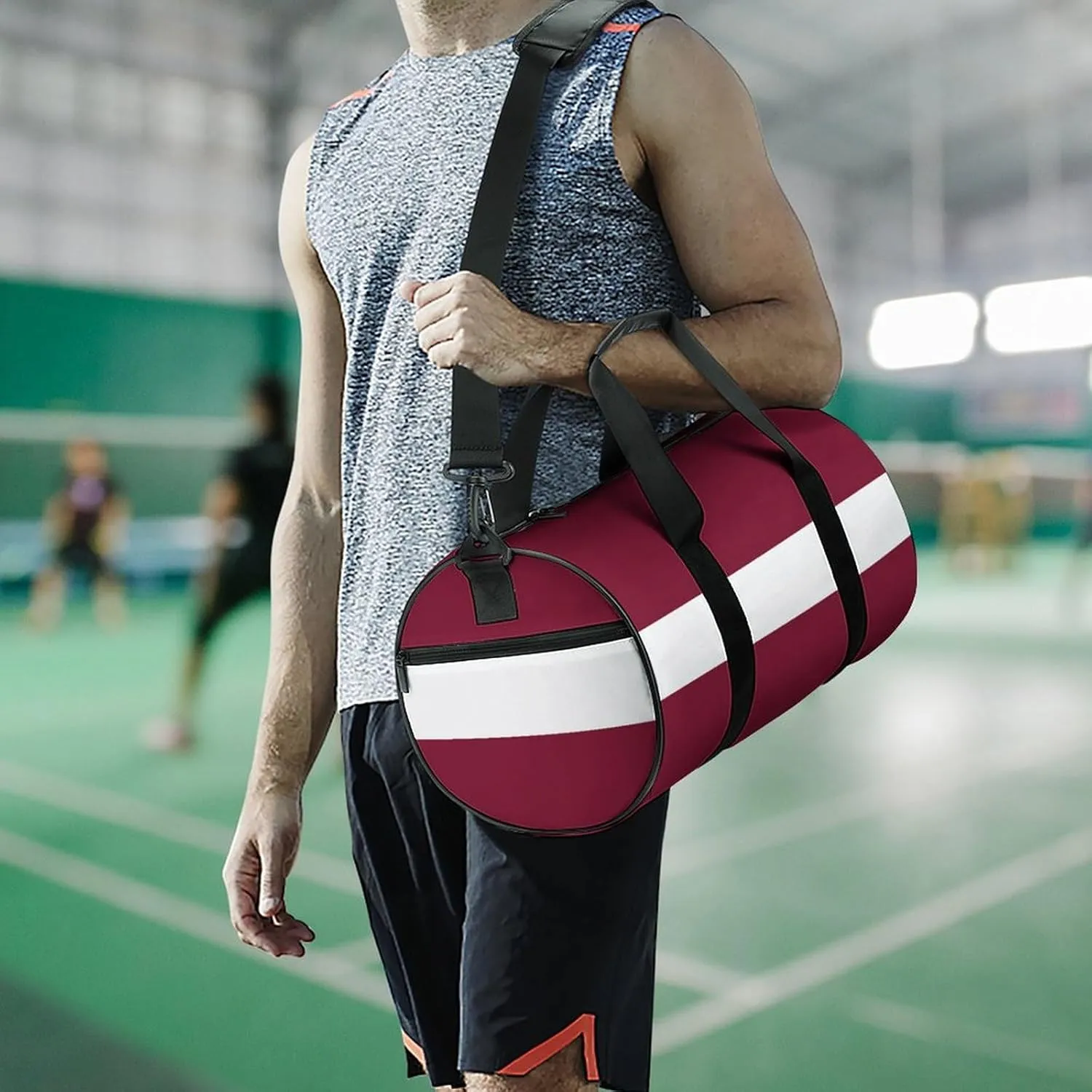 Latvia Flag Waterproof Sports Duffel Bag with Dry Wet Separation for Gym Beach Travel
