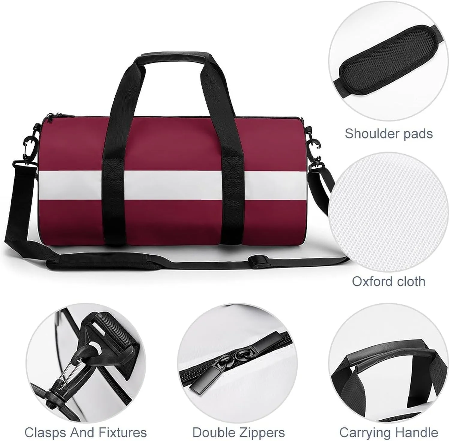 Latvia Flag Waterproof Sports Duffel Bag with Dry Wet Separation for Gym Beach Travel