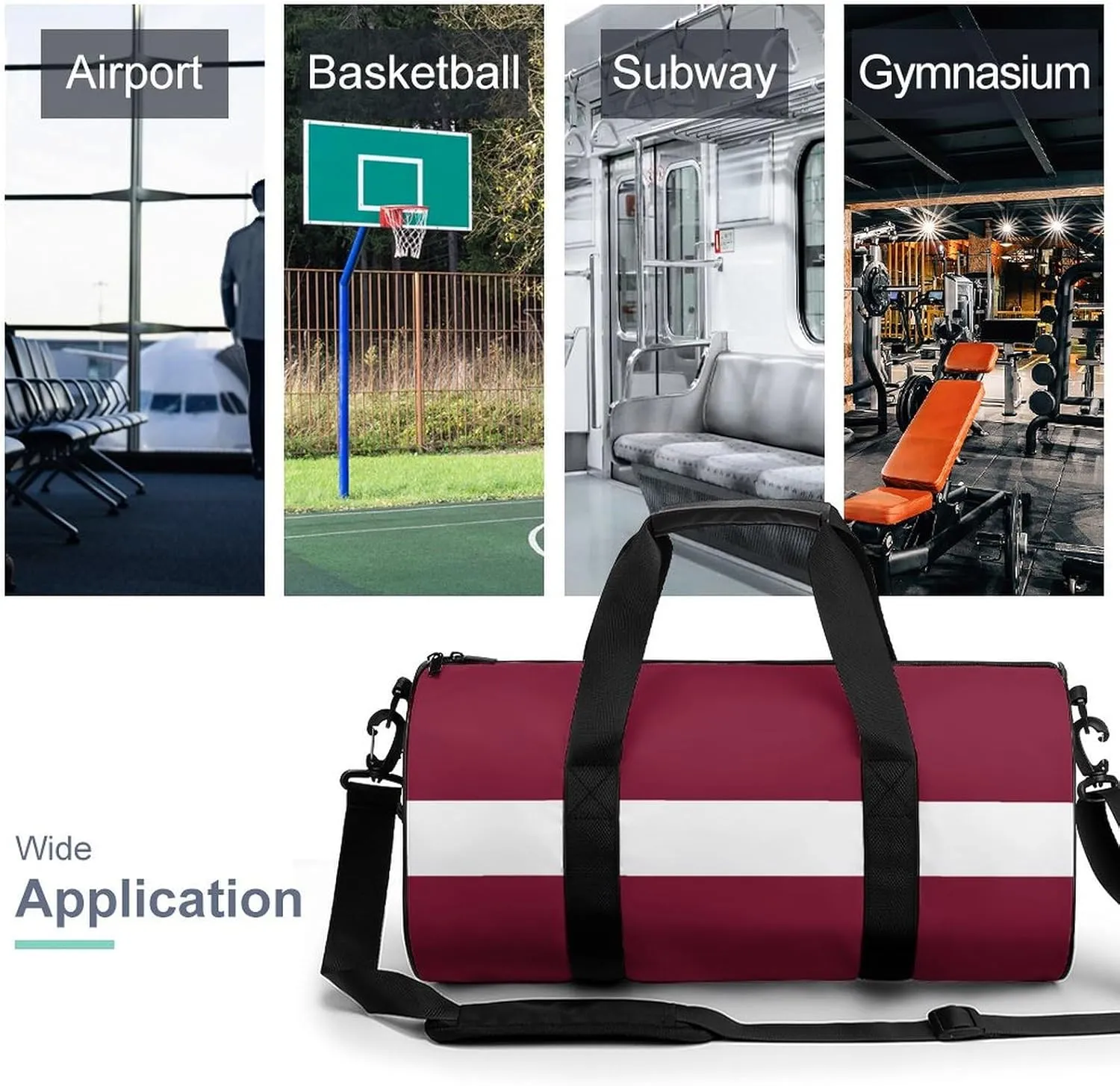 Latvia Flag Waterproof Sports Duffel Bag with Dry Wet Separation for Gym Beach Travel