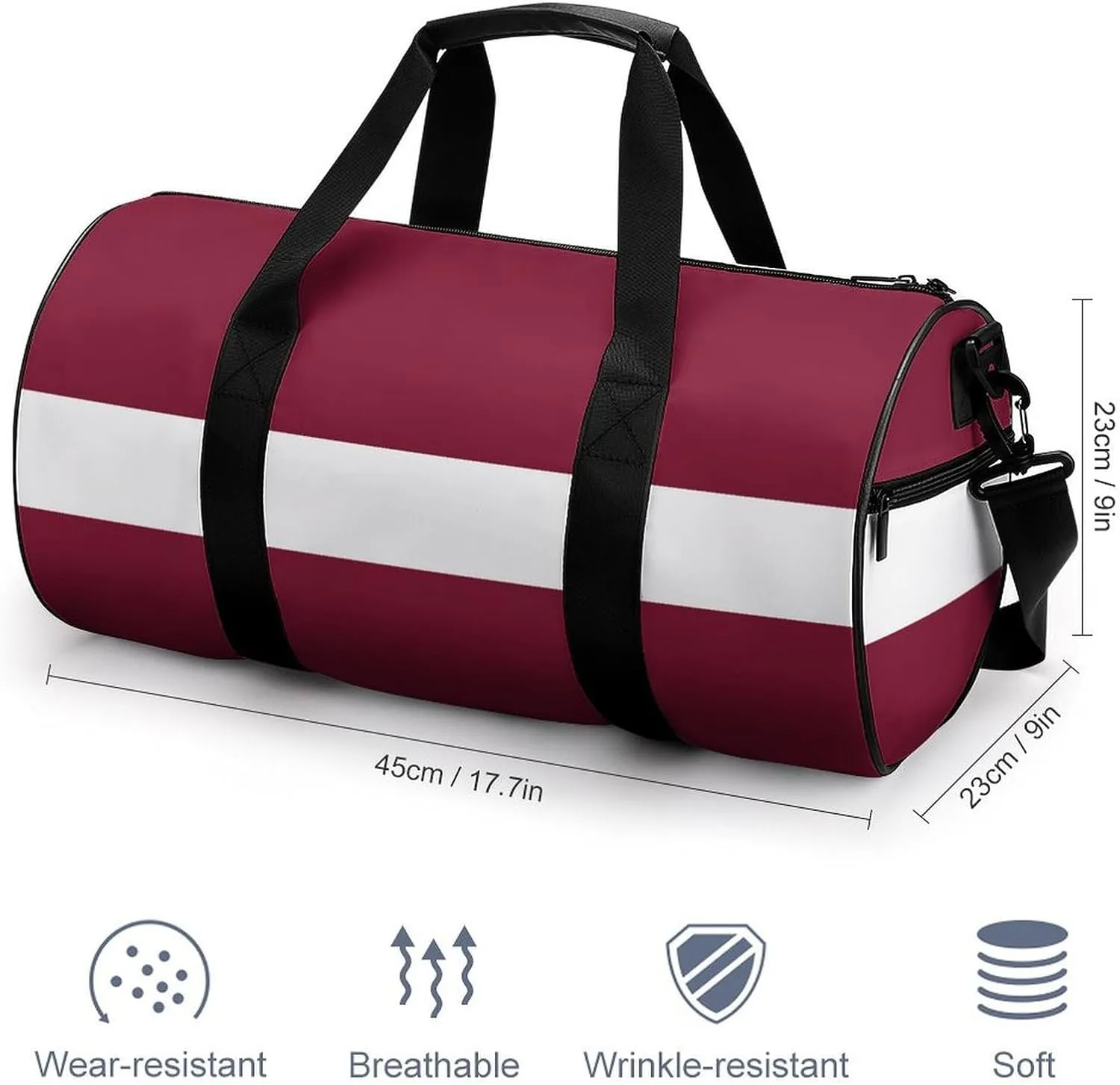 Latvia Flag Waterproof Sports Duffel Bag with Dry Wet Separation for Gym Beach Travel