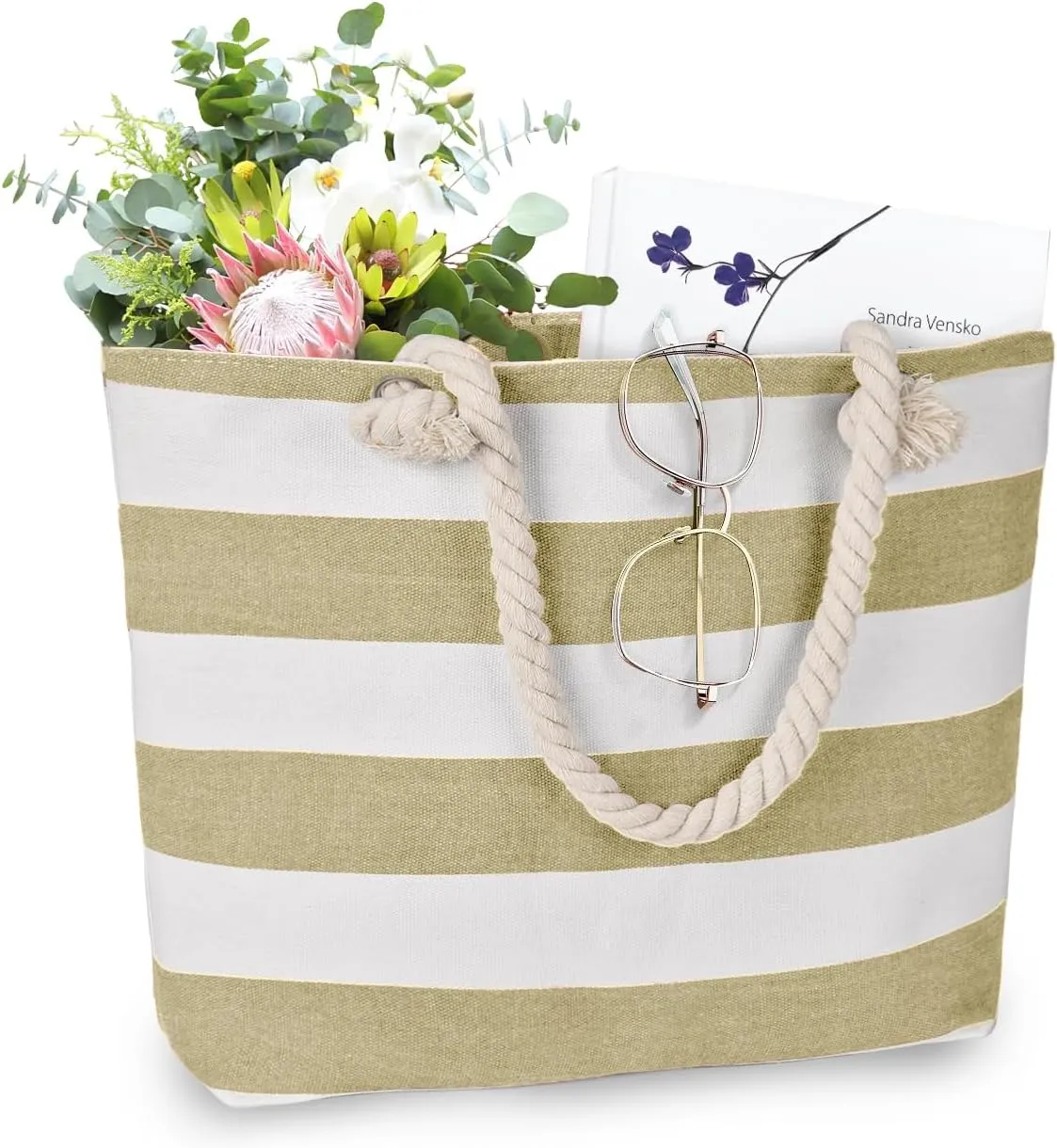 LAVTUG Beach Bags for Women Large Canvas Beach Tote Bag Waterproof Sandproof Beach Bags Swim Pool Bag Travel Essentials