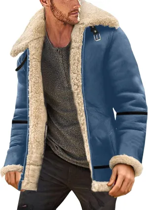 LCMTWX Men's Thick Thermal Winter Jacket Stand Collar Knitted Splice Sweater Coat Casual Cardigan Stylish Outwear Mens