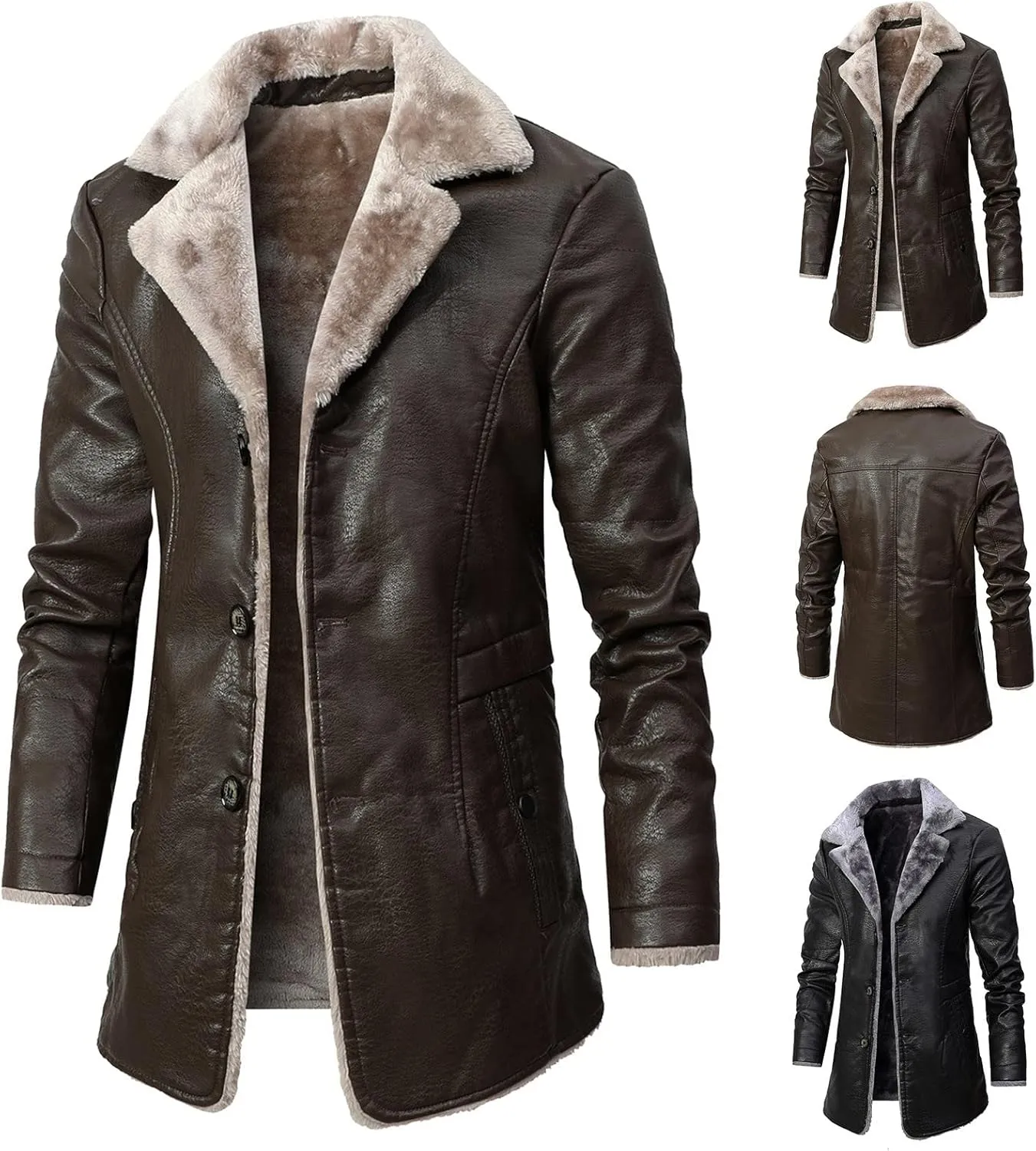 LCMTWX Men's Winter Thickened Warm Coats Stand Collar Knitted Splice Sweater Coat Casual Cardigan Stylish Mens Winter