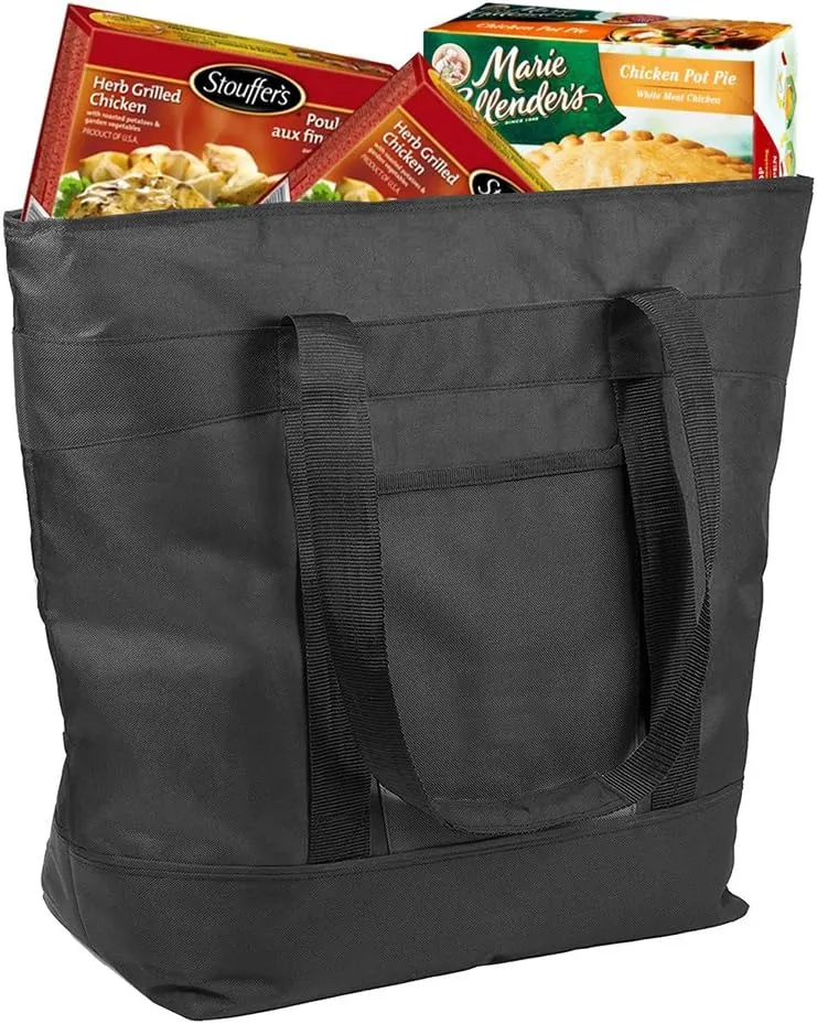 lebogner Insulated Grocery Bag X-Large 10 Gallon Capacity Vacation Cooler Bag For Hot Or Cold Food While Traveling, Collapsible Travel Or Shopping Carry Basket, Outdoor Picnic Bag For Camping