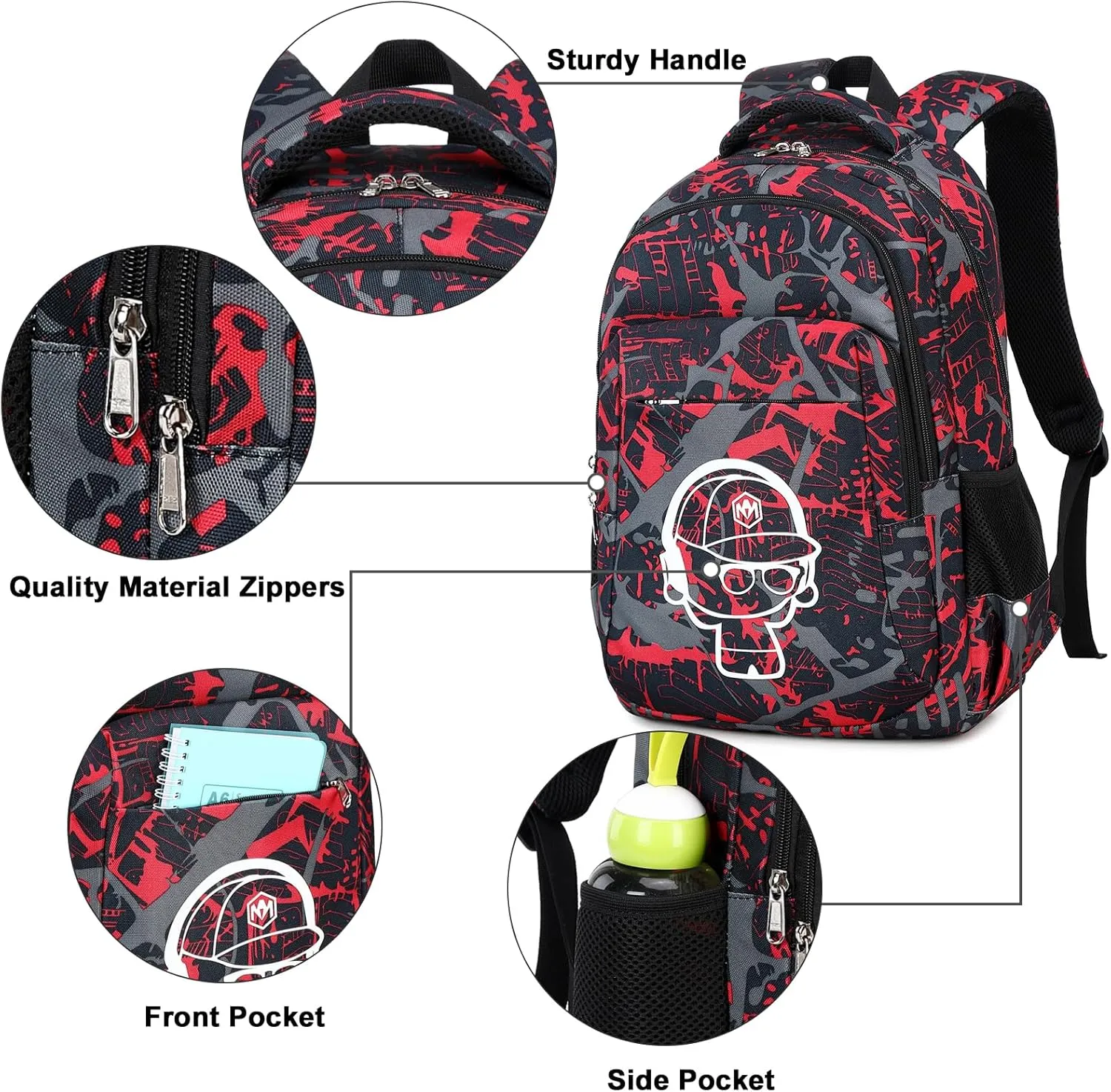 LEDAOU Backpack for Kids Boys School Bags Teen Bookbags Set School Backpack with Lunch Box and Pencil Case