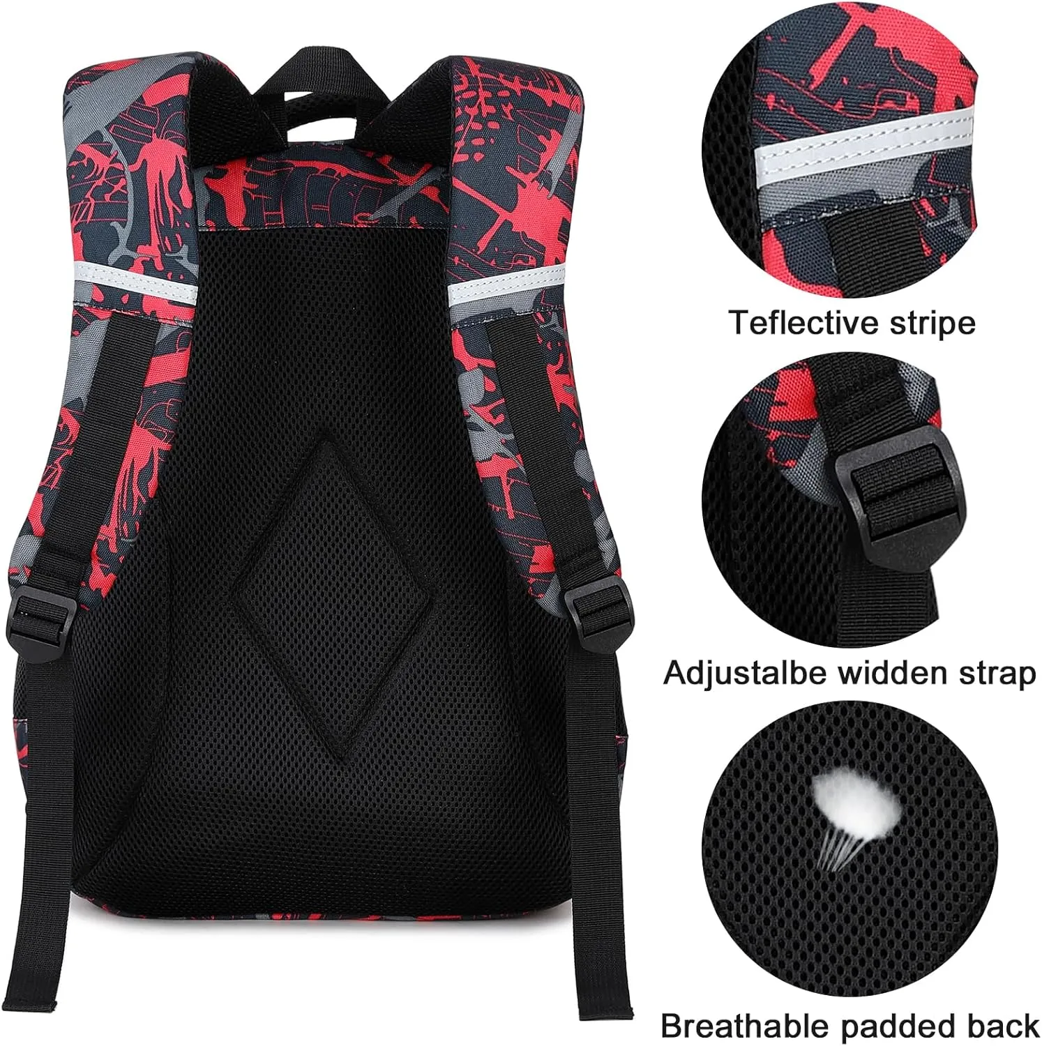 LEDAOU Backpack for Kids Boys School Bags Teen Bookbags Set School Backpack with Lunch Box and Pencil Case