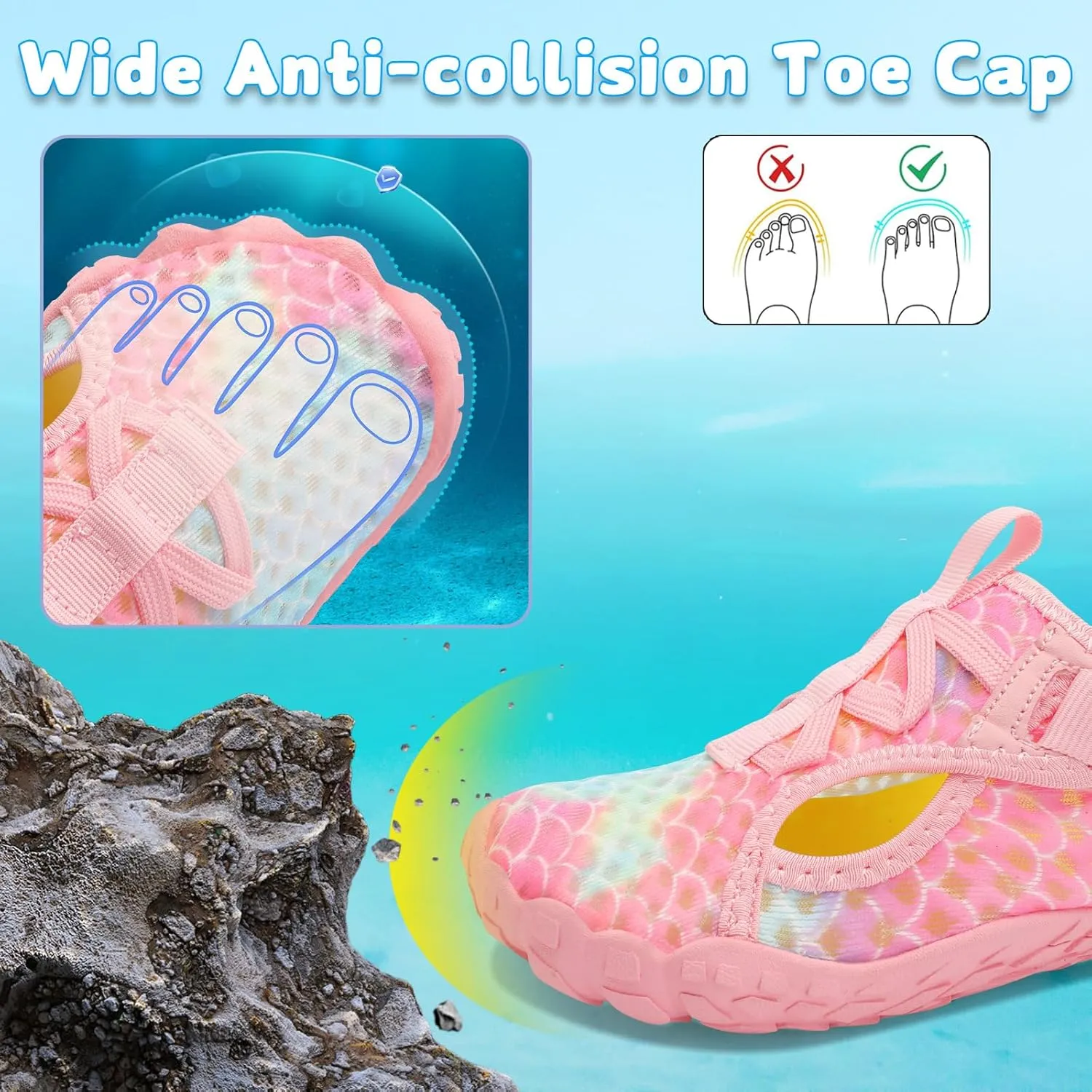 LeIsfIt Kids Water Shoes Boys Girls Swim Beach Shoes Toddler Barefoot Water Sport Shoes Quick-Dry Lightweight Aqua Socks Pool Sand Shoes