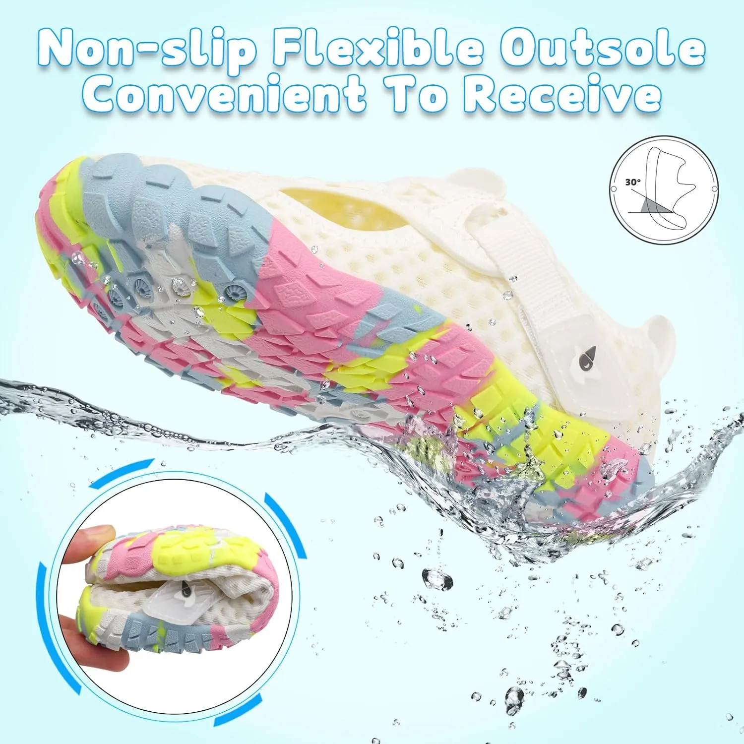 LeIsfIt Kids Water Shoes Boys Girls Swim Beach Shoes Toddler Barefoot Water Sport Shoes Quick-Dry Lightweight Aqua Socks Pool Sand Shoes