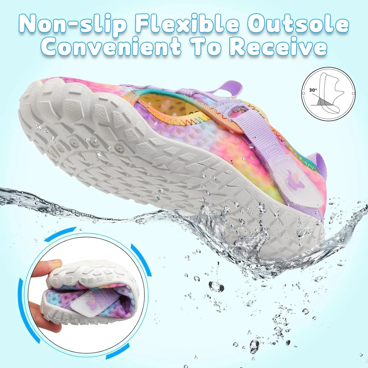 LeIsfIt Kids Water Shoes Boys Girls Swim Beach Shoes Toddler Barefoot Water Sport Shoes Quick-Dry Lightweight Aqua Socks Pool Sand Shoes