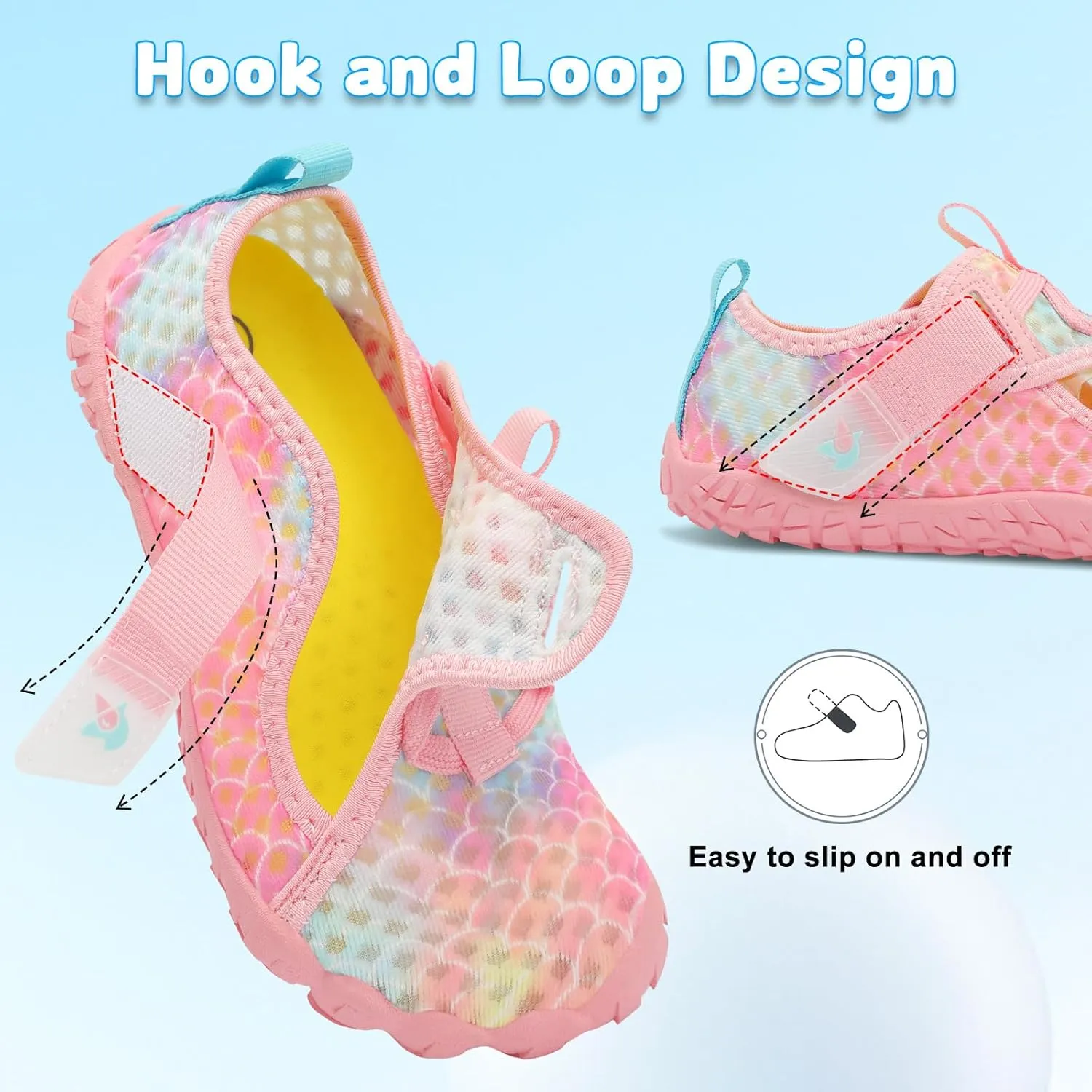 LeIsfIt Kids Water Shoes Boys Girls Swim Beach Shoes Toddler Barefoot Water Sport Shoes Quick-Dry Lightweight Aqua Socks Pool Sand Shoes
