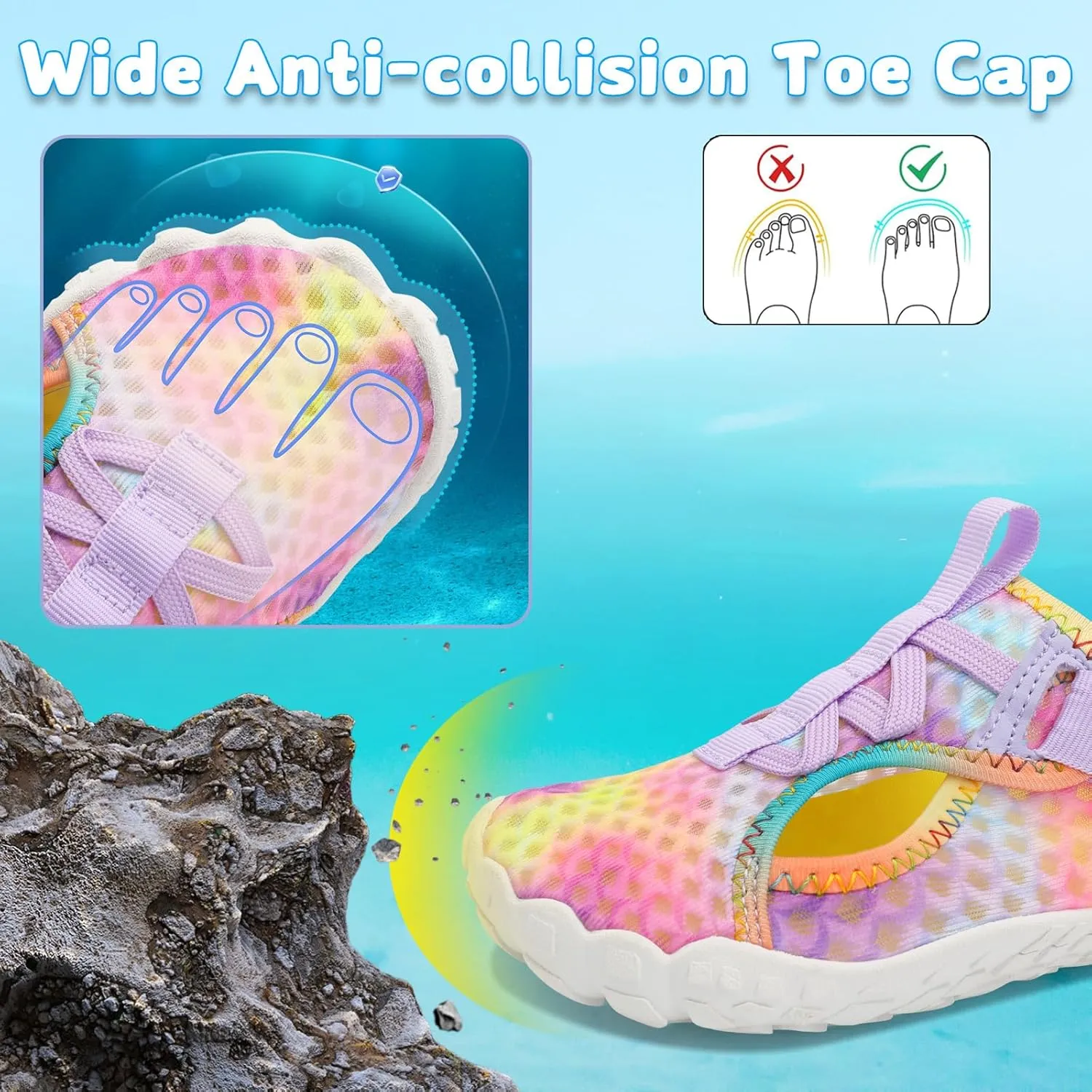 LeIsfIt Kids Water Shoes Boys Girls Swim Beach Shoes Toddler Barefoot Water Sport Shoes Quick-Dry Lightweight Aqua Socks Pool Sand Shoes