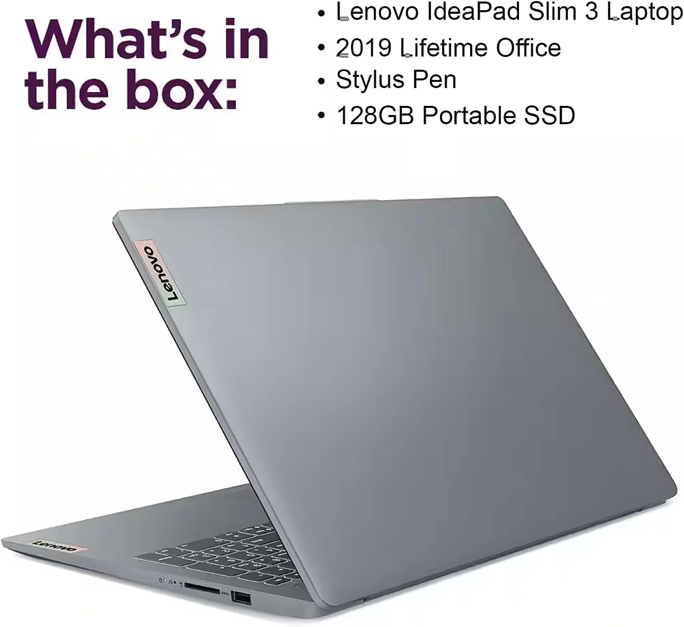 Lenovo IdeaPad Slim 3 Laptop, 15.6" FHD Touchscreen Laptop, 8-Core AMD Ryzen 7 5825U, 16GB RAM, 512GB SSD, Keypad, SD Card Reader, Portable SSD   2019 Lifetime Office   Stylus Pen, Win 11 Home