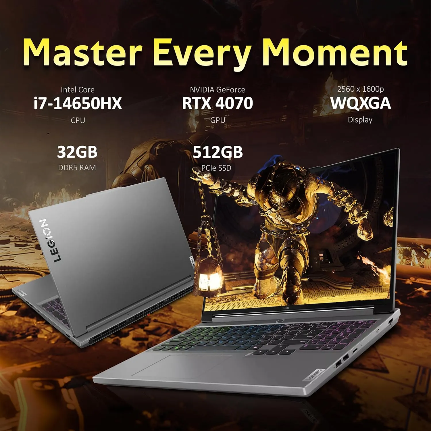 Lenovo Legion 5 16" WQXGA 165Hz Gaming Laptop, Intel i7-14650HX, 32GB DDR5, 512GB PCIe SSD, GeForce RTX 4070, RGB Backlit Keyboard, FHD Camera, Wi-Fi 6E, Win 11 Pro, Gray, 256GB Docking Station Set