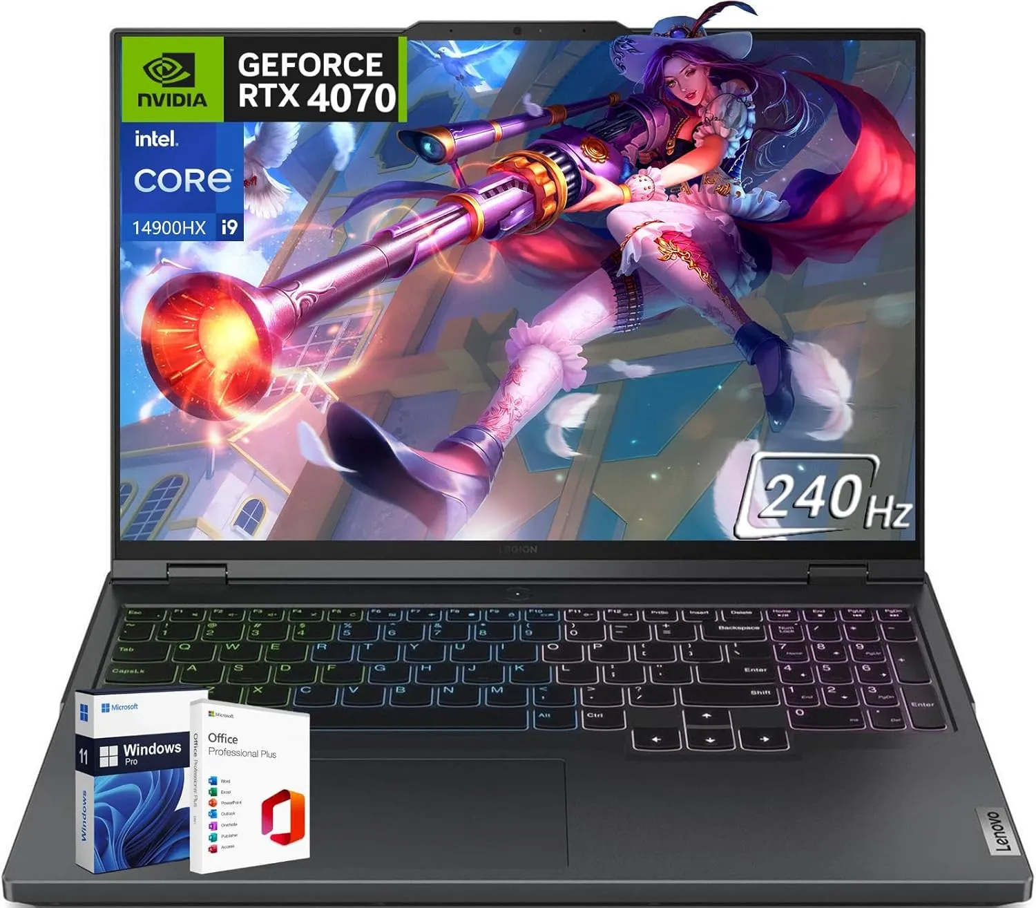 Lenovo Legion Pro 5i Gen 9 Gaming Laptop, Intel i9-14900HX Up to 5.80 GHz, GeForce RTX 4070, 16" WQXGA 240Hz, 64 GB DDR5, 2 TB SSD, WiFi 6E, RGB Backlit KB, Windows 11 Pro & Office Lifetime License