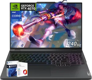 Lenovo Legion Pro 5i Gen 9 Gaming Laptop, Intel i9-14900HX Up to 5.80 GHz, GeForce RTX 4070, 16" WQXGA 240Hz, 64 GB DDR5, 2 TB SSD, WiFi 6E, RGB Backlit KB, Windows 11 Pro & Office Lifetime License