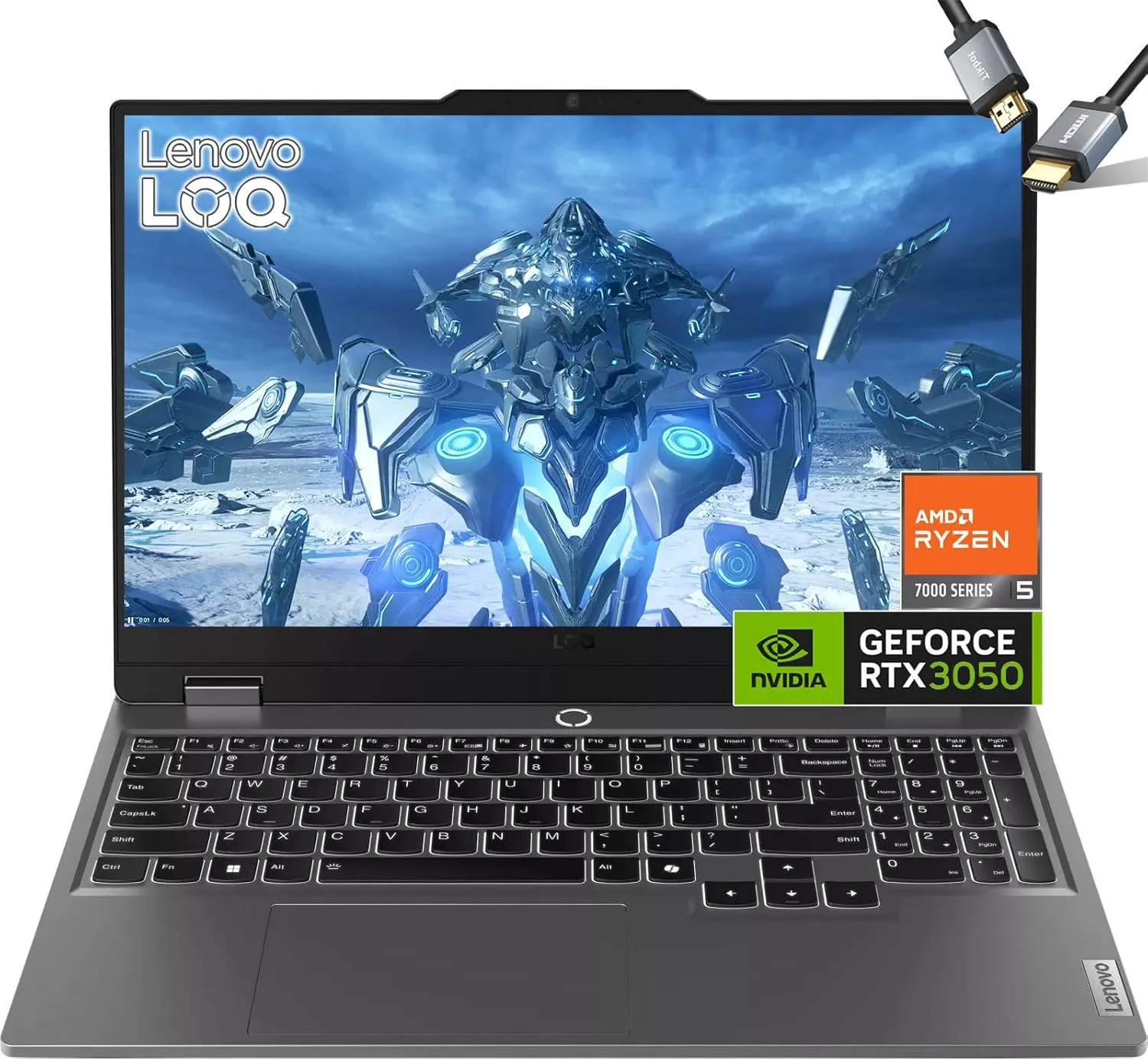 Lenovo LOQ Gaming Laptop 2024 - AMD Ryzen 5 7235HS Beat i5-11320H - 15.6" FHD IPS Display 144Hz -NVIDIA GeForce RTX 3050-44GB RAM - 1TB PCIe SSD -Backlit Keyboard -Windows 11 -G-SYNC -HDMI Cable