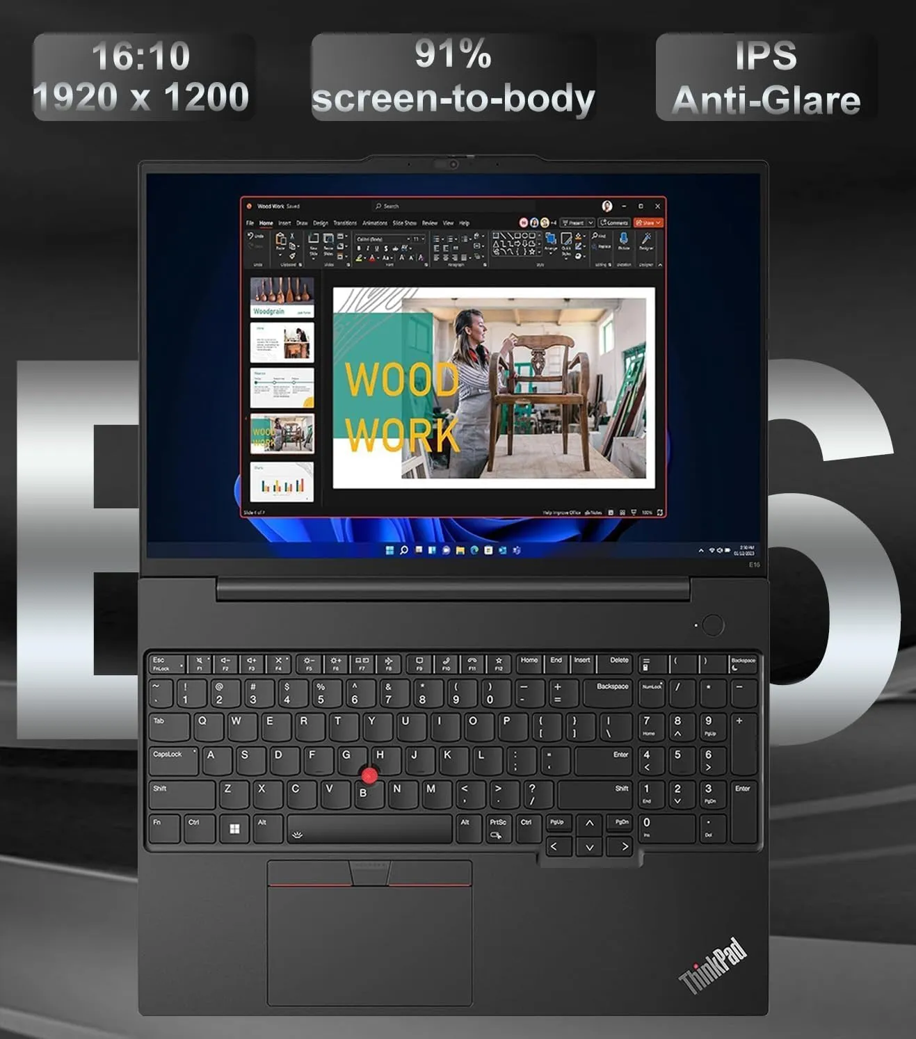 Lenovo ThinkPad E16 G2 16" FHD  Business Laptop Computer, AMD Octa-Core Ryzen 7 7735HS (Beat i7-1355U), 16GB DDR5 RAM, 512GB PCIe SSD, WiFi6E, Backlit KB, Fingerprint Reader, Windows 11 Pro, vent-hear
