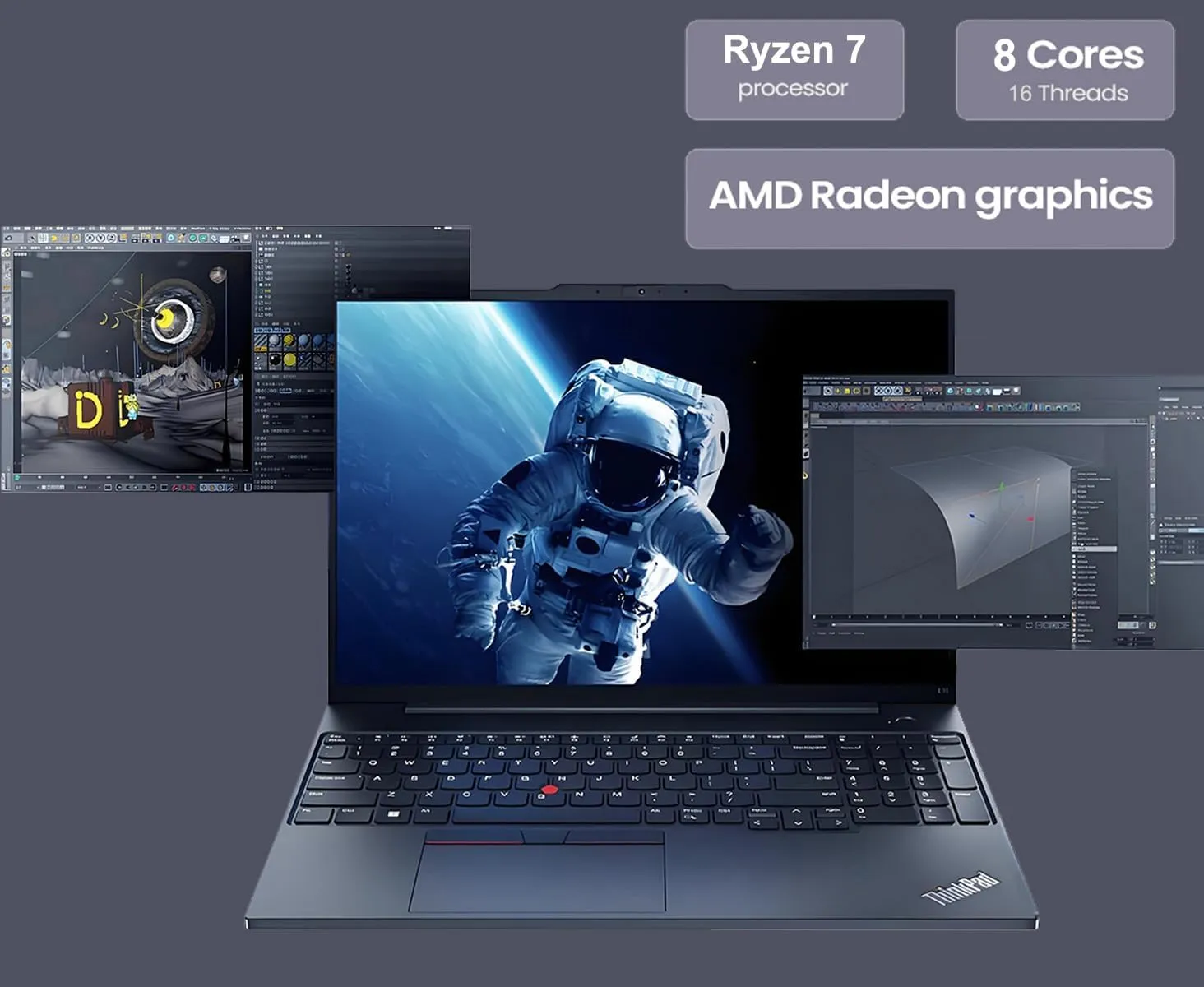 Lenovo ThinkPad E16 G2 16" FHD  Business Laptop Computer, AMD Octa-Core Ryzen 7 7735HS (Beat i7-1355U), 16GB DDR5 RAM, 512GB PCIe SSD, WiFi6E, Backlit KB, Fingerprint Reader, Windows 11 Pro, vent-hear