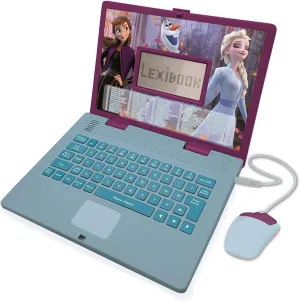 Lexibook Disney Frozen 2 - Educational and Bilingual Laptop Spanish/English - Girls Toy with 124 Activities to Learn, Play Games and Music with Elsa & Anna - Blue/Purple, JC598FZi2