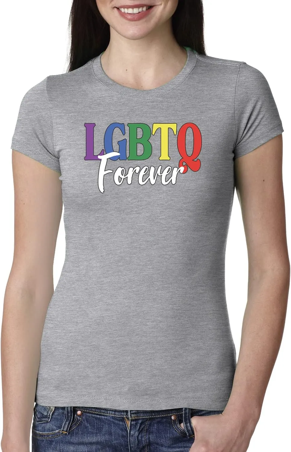 LGBTQ Forever LGBT Pride Womens Slim Fit Junior Tee