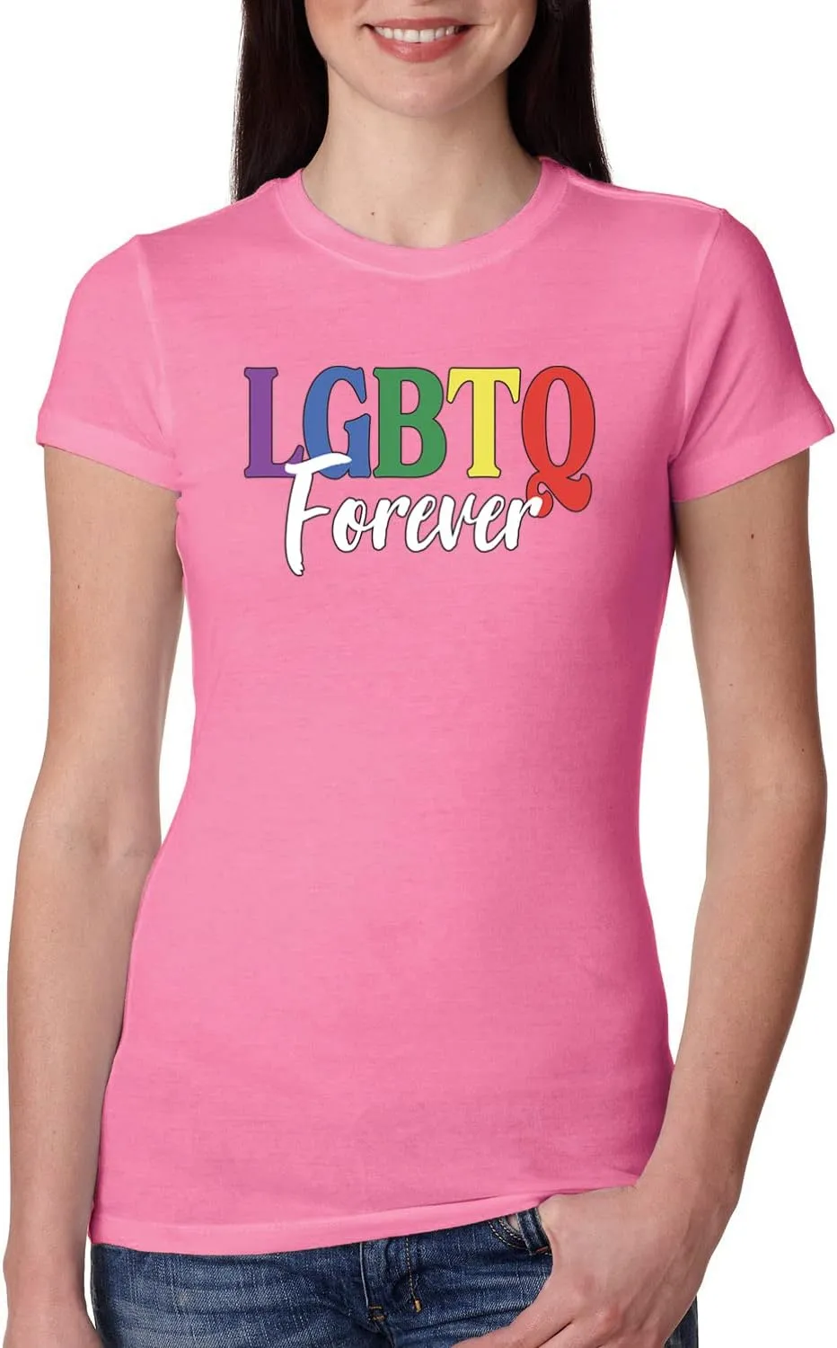LGBTQ Forever LGBT Pride Womens Slim Fit Junior Tee