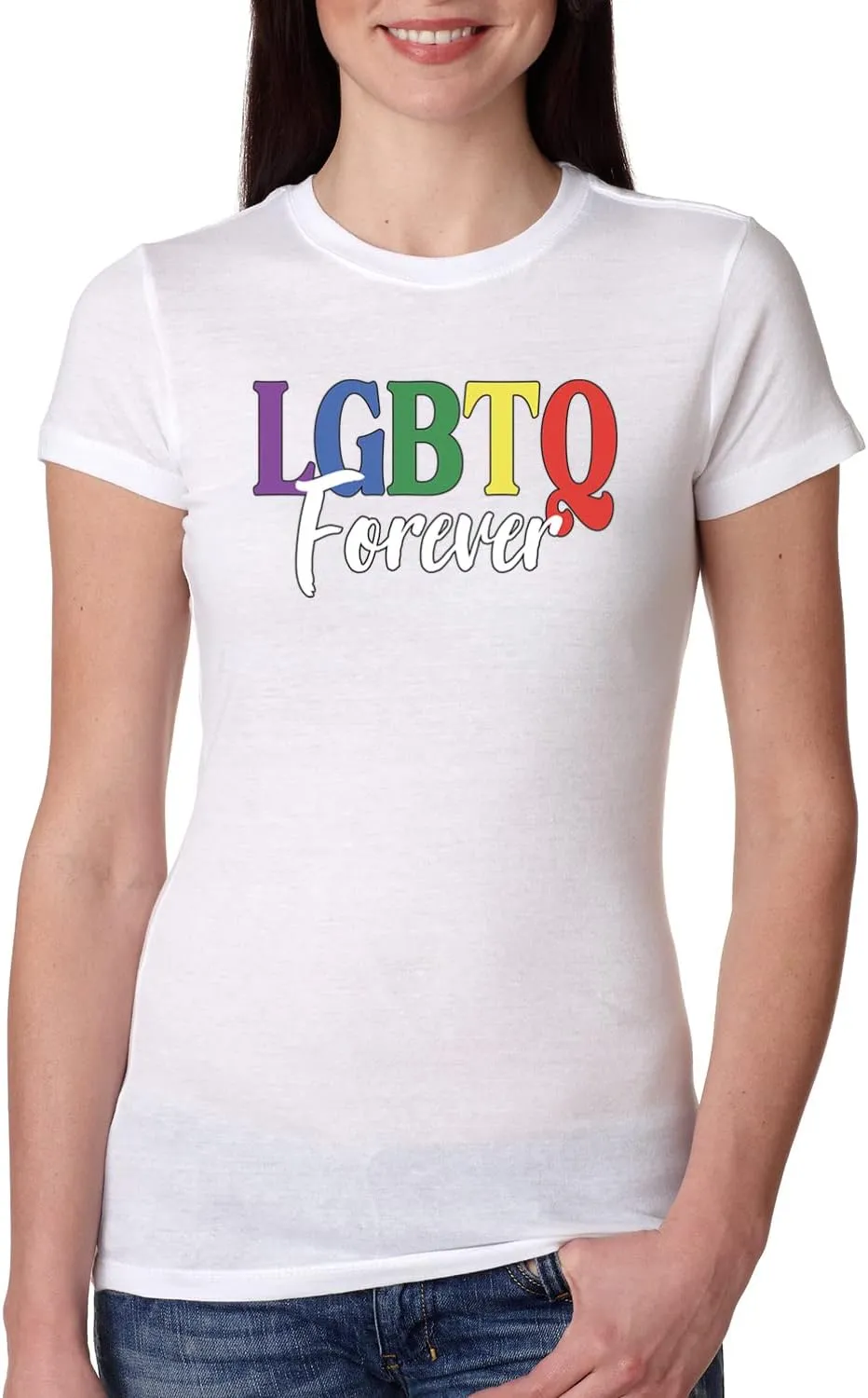 LGBTQ Forever LGBT Pride Womens Slim Fit Junior Tee