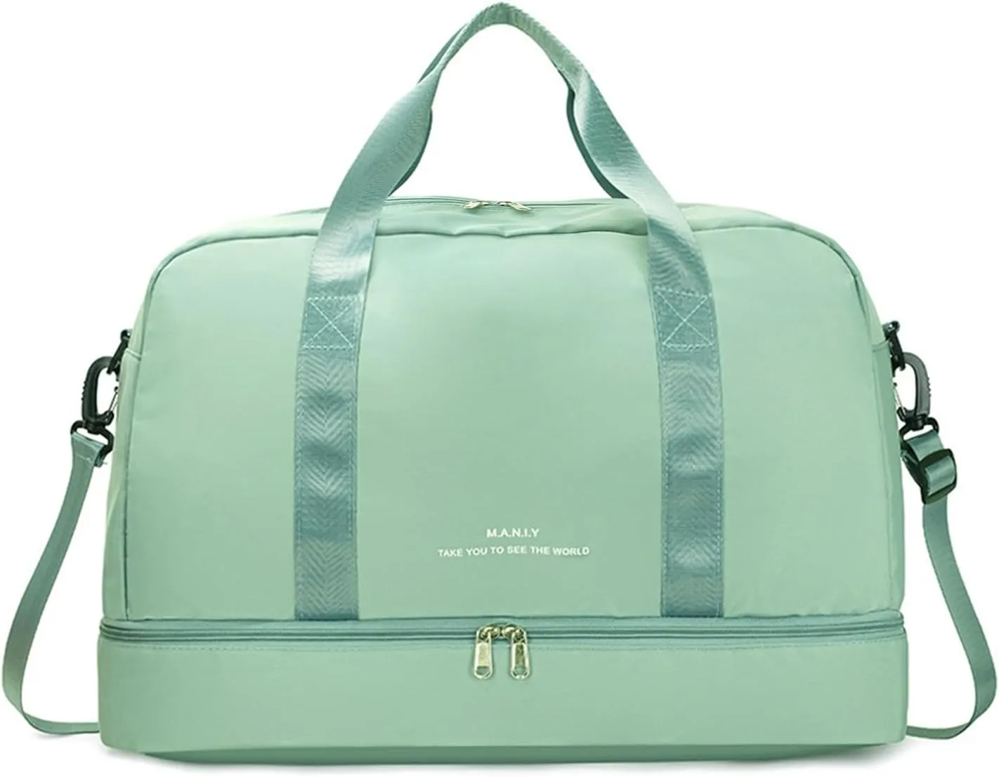 Light Gym Bag for Women, Travel Duffel Bag with Shoe Compartment, Weekender Overnight Bag with Wet Pocket for Women, Travel, Gym, Yoga （Green）