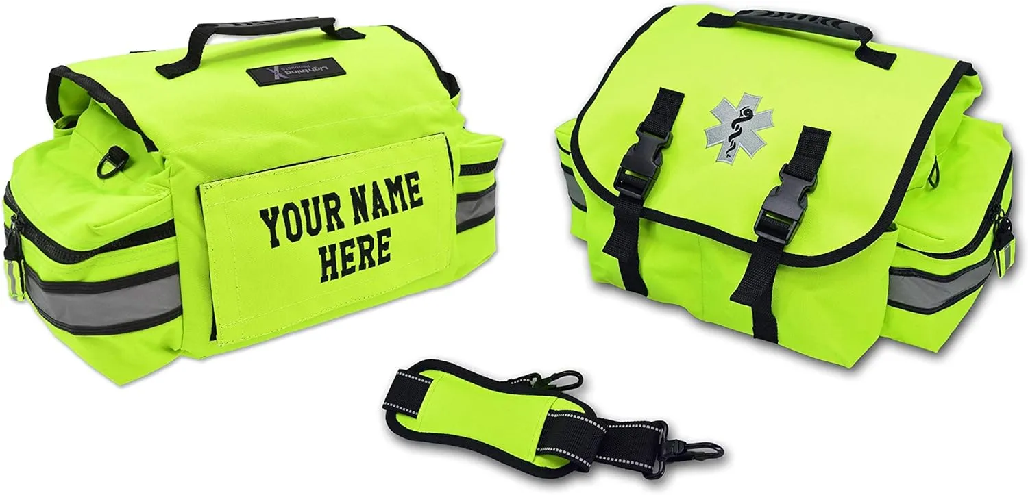 Lightning X Customizable Small Medic First Responder EMT Trauma Bag w/Embroidered Name Patch - FLUORESCENT YELLOW