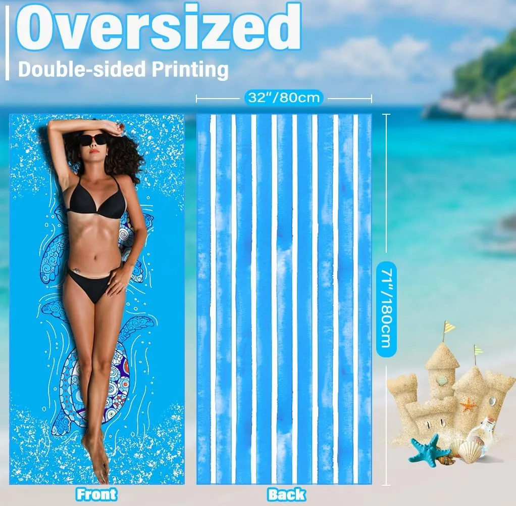 Lightweight Thin Microfiber Beach Towel Sand Free Quick Dry Absorbent Compact Soft Pool Swim Travel Towels Extra Large Oversized Beach Accessories Packable Essentials Stuff Gifts for Adult