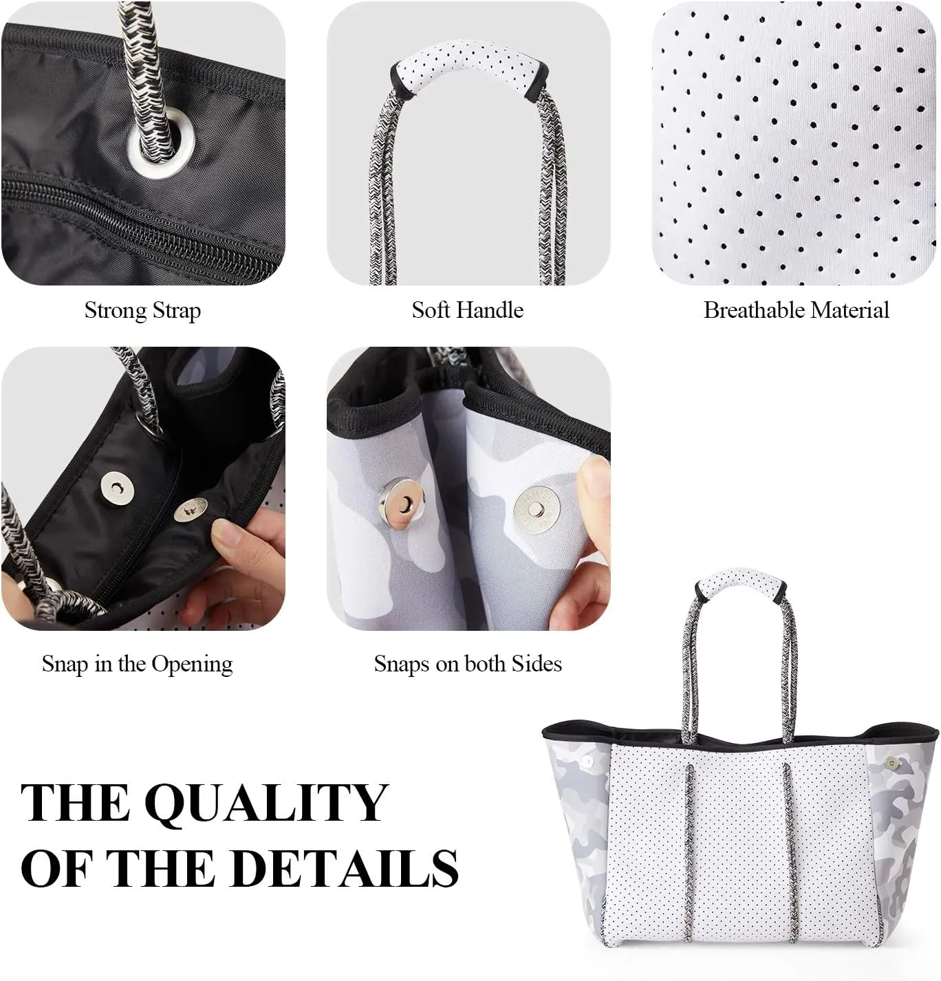 LMYYG Beach bag,Multipurpose Neoprene Bag,Large Tote Bag,Waterproof Shoulder Beach Bag for Travel Beach Gym Swimming