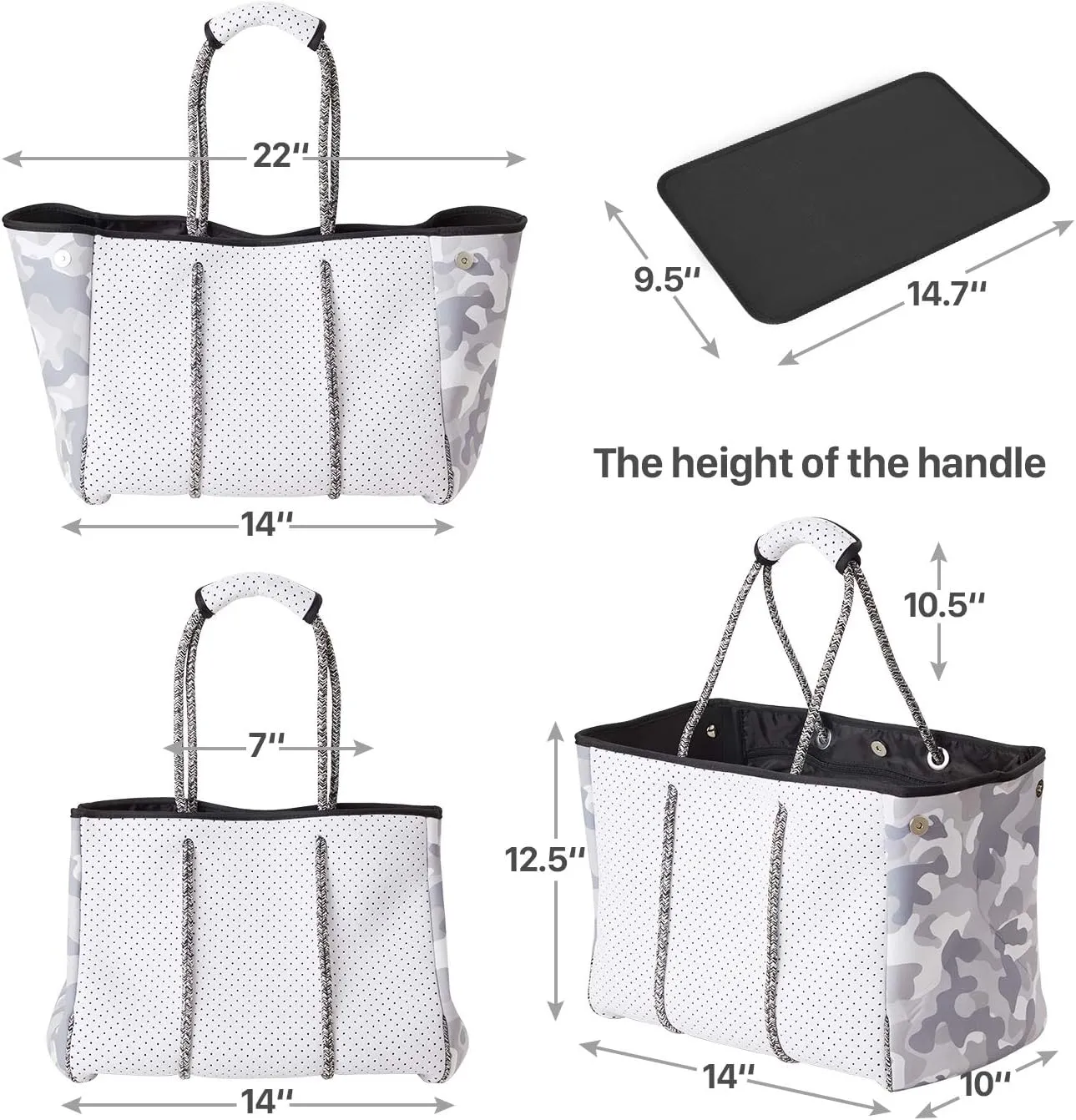 LMYYG Beach bag,Multipurpose Neoprene Bag,Large Tote Bag,Waterproof Shoulder Beach Bag for Travel Beach Gym Swimming