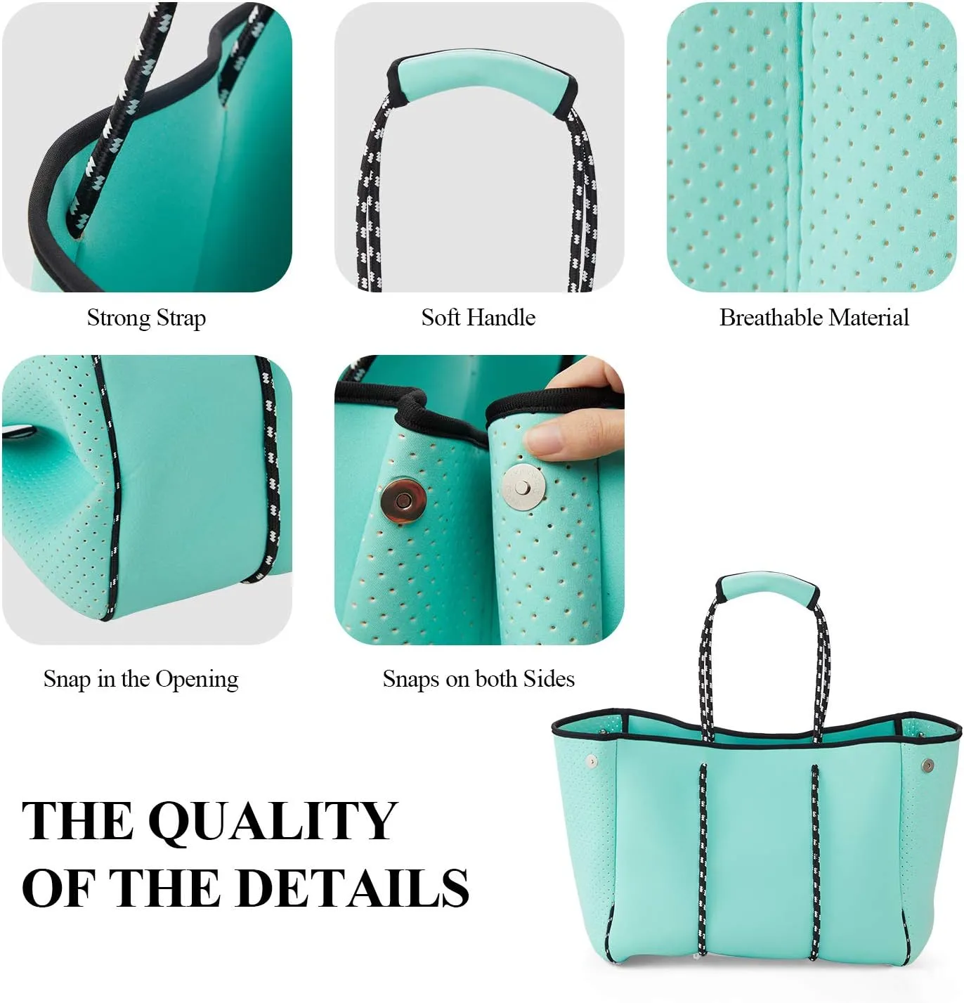LMYYG Beach bag,Multipurpose Neoprene Bag,Large Tote Bag,Waterproof Shoulder Beach Bag for Travel Beach Gym Swimming
