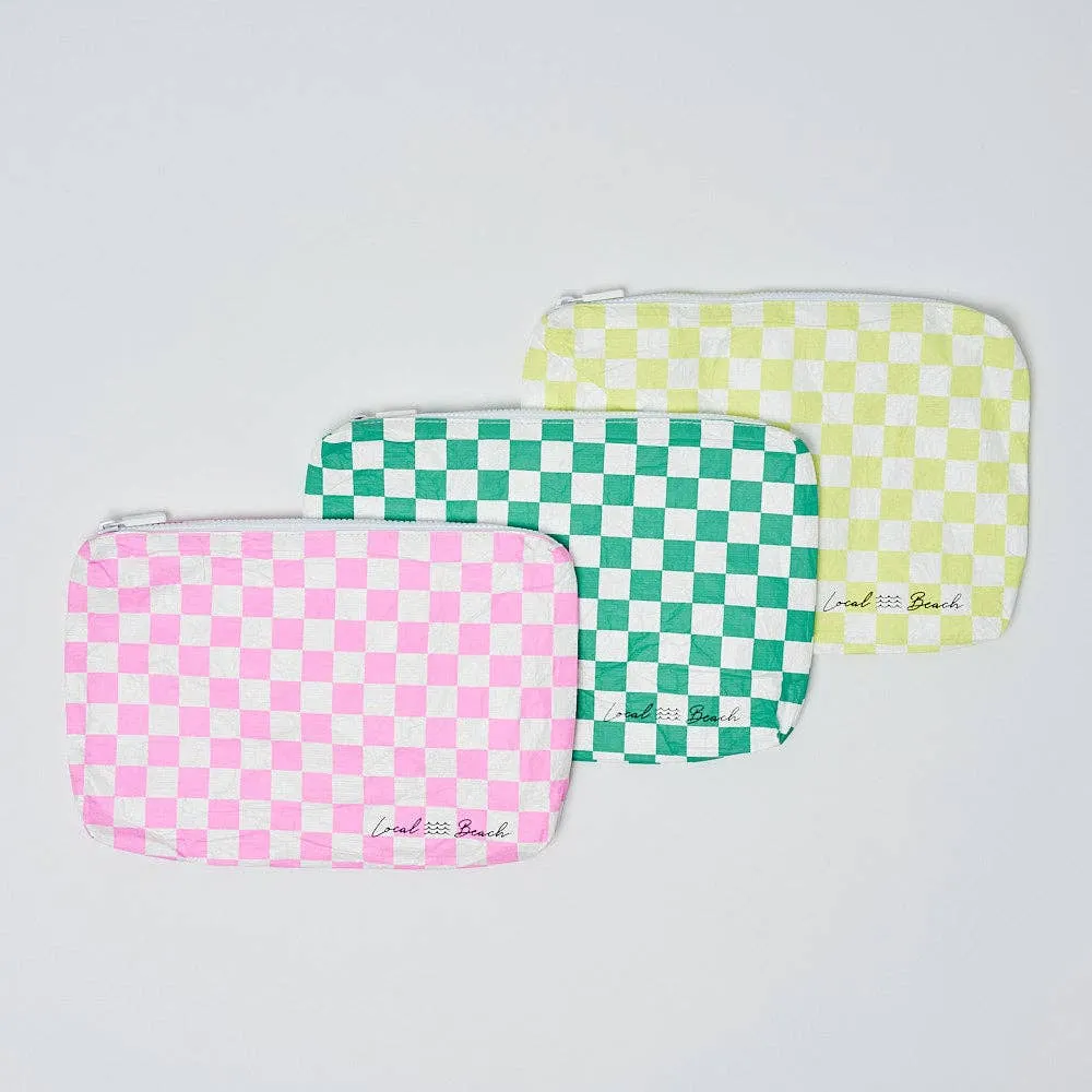 Local Beach - Yellow Checker Water Resistant Pouch