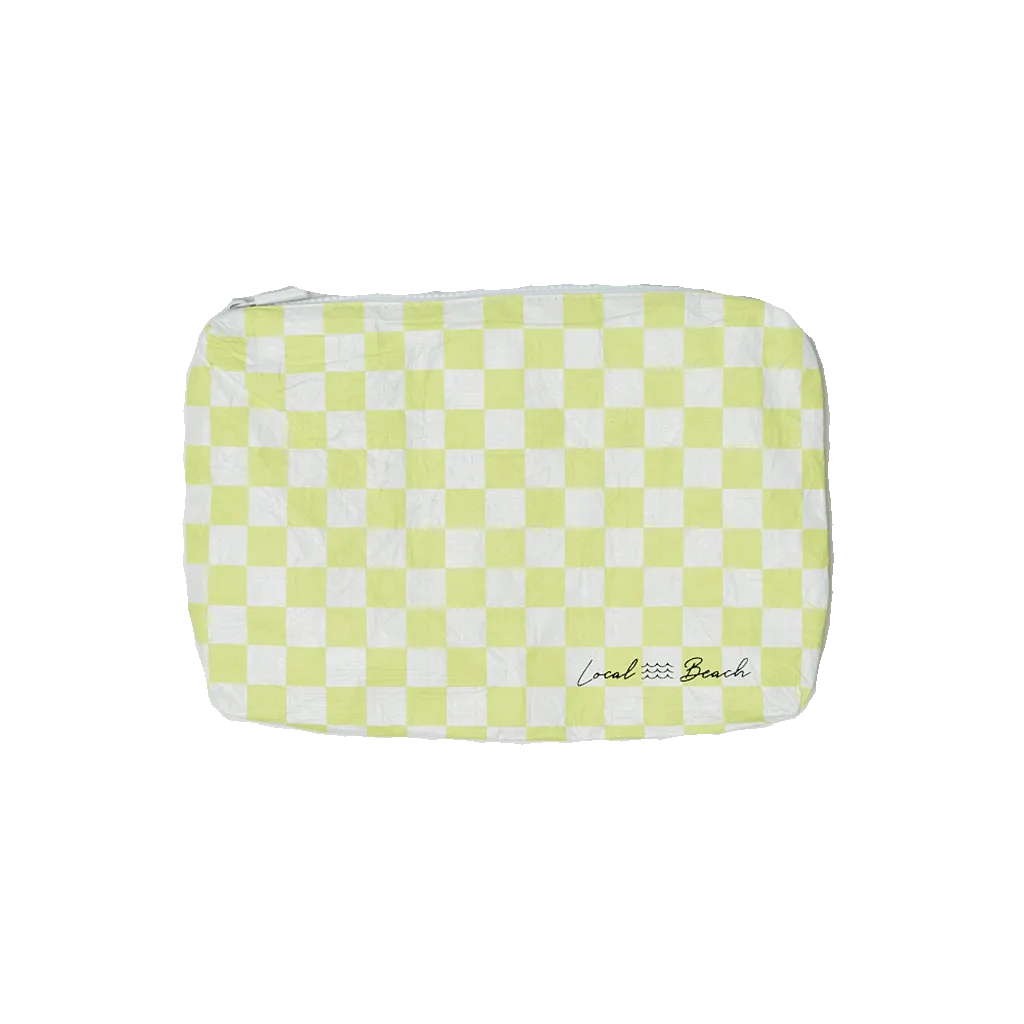 Local Beach - Yellow Checker Water Resistant Pouch