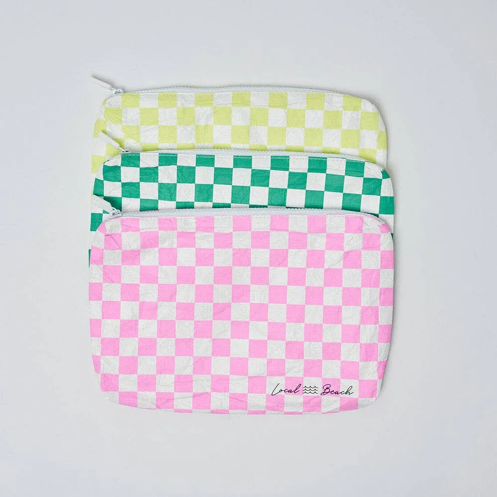 Local Beach - Yellow Checker Water Resistant Pouch