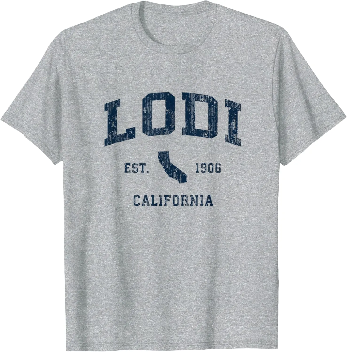 Lodi California CA Vintage Athletic Navy Sports Design T-Shirt