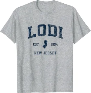 Lodi New Jersey NJ Vintage Athletic Navy Sports Design T-Shirt