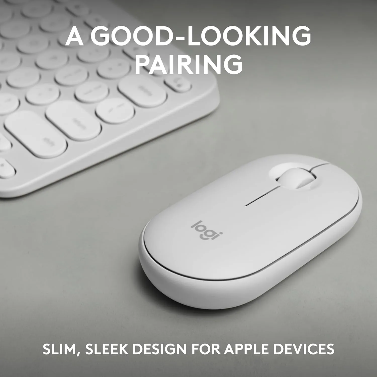 Logitech Pebble 2 Combo for Mac, Wireless Keyboard and Mouse, Slim, Quiet and Portable, Customizable, Bluetooth Mouse and Keyboard, Easy-Switch, for macOS, iPadOS - Tonal White (Renewed)