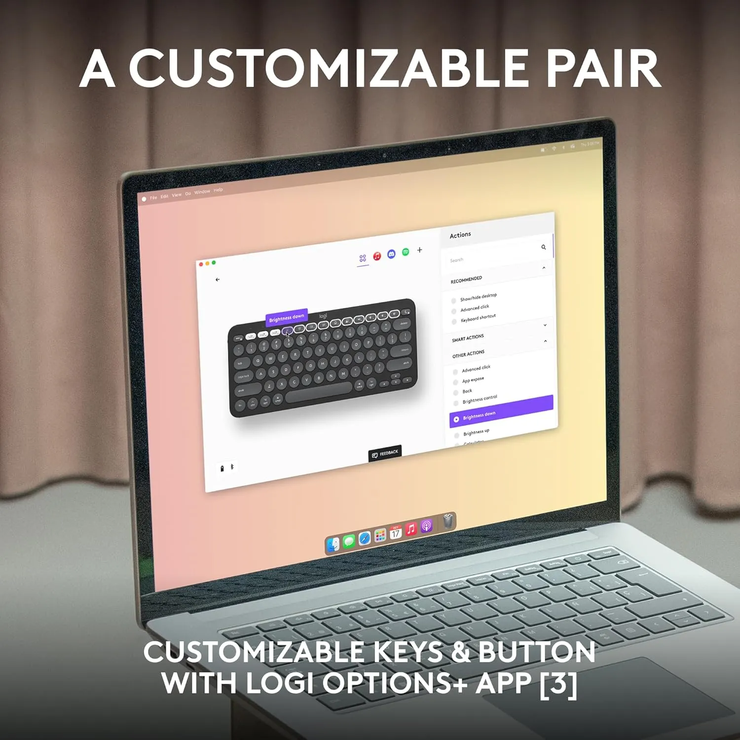 Logitech Pebble 2 Combo for Mac, Wireless Keyboard and Mouse, Slim, Quiet and Portable, Customizable, Bluetooth Mouse and Keyboard, Easy-Switch, for macOS, iPadOS - Tonal White (Renewed)