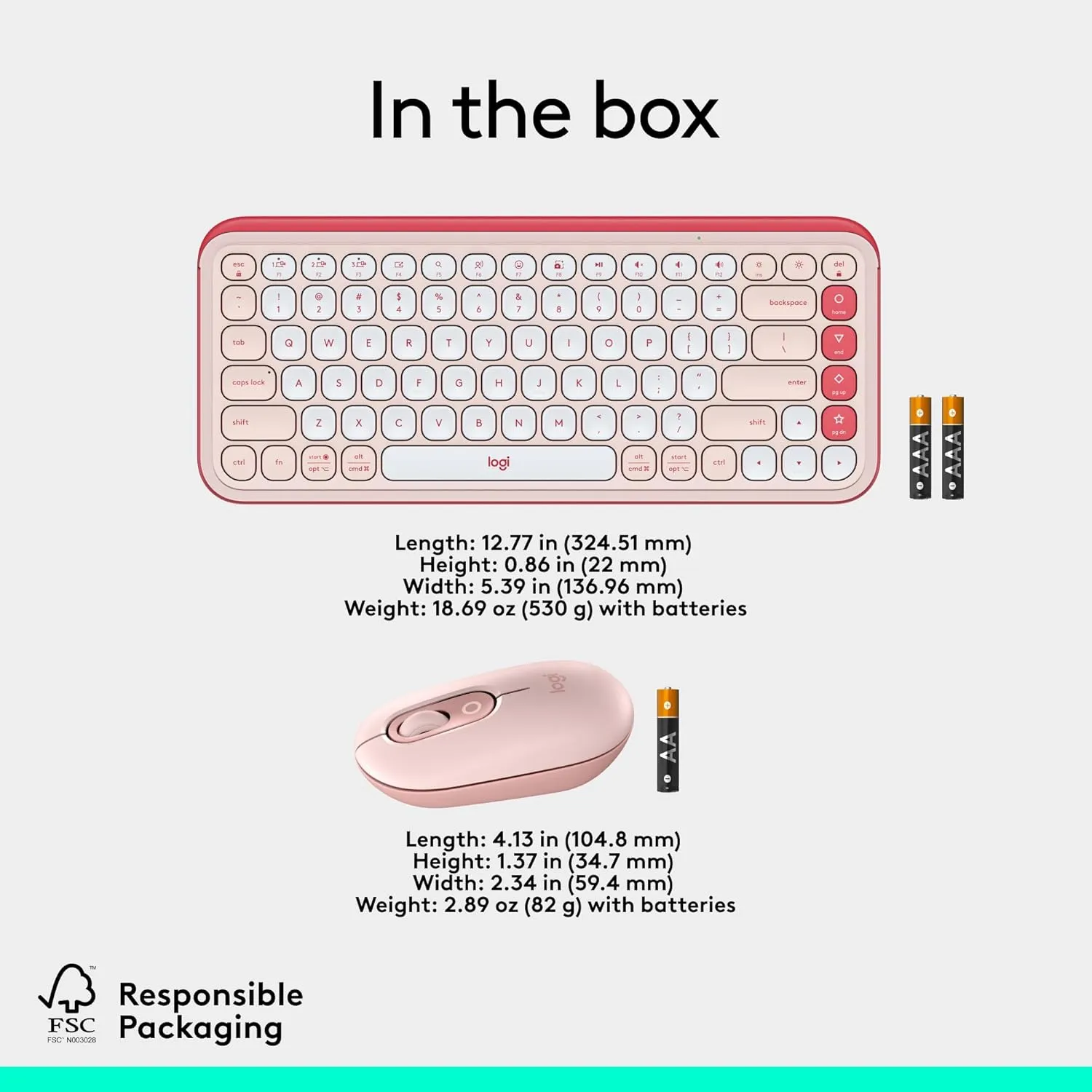 Logitech POP ICON Combo, Bluetooth Keyboard and Mouse Combo, Comfortable Typing, programmable Keys and Buttons, Quiet clicks, Easy-Switch up to 3 Devices - Rose