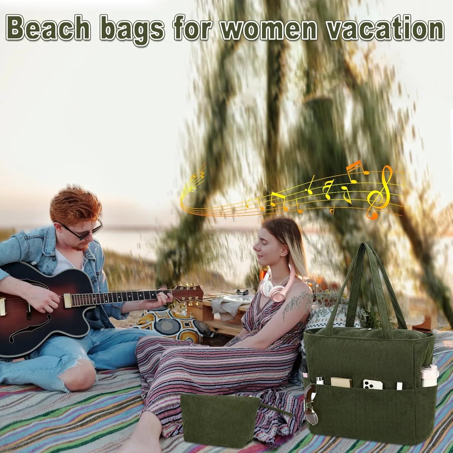 LOIDOU Large Beach Tote Bag Waterproof Sandproof Beach Pool bag with Zipper & Wet Pockets Shoulder Bag Travel Teacher Grocery