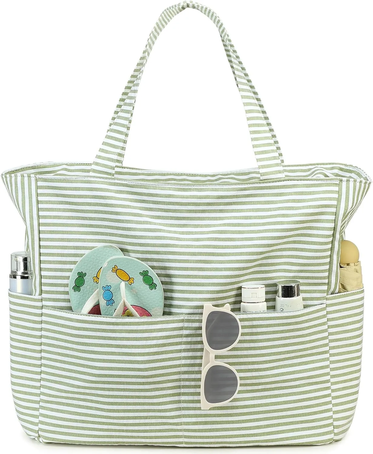 LOIDOU Large Tote Beach Bag Waterproof Sandproof Beach Pool bag with Zipper & Wet Pockets Shoulder Bag Travel Teacher Grocery