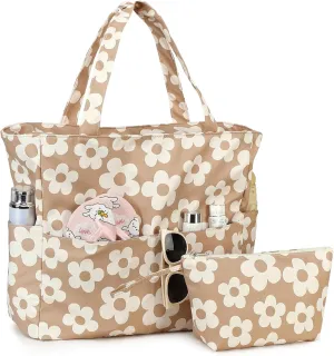 LOIDOU Large Tote Beach Bag Waterproof Sandproof Beach Pool bag with Zipper & Wet Pockets Shoulder Bag Travel Teacher Grocery