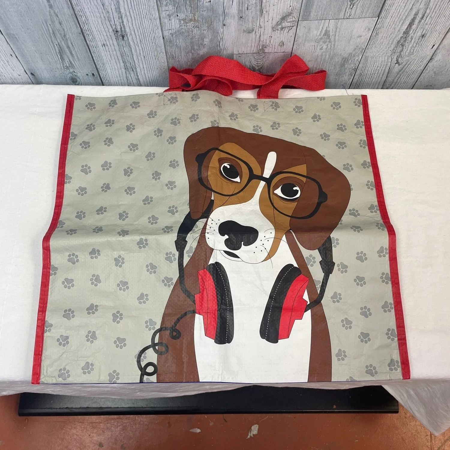 Lot of 6  Reusable Dog Fruit Animal St Louis Cityscape Handle Shopping Tote Bags
