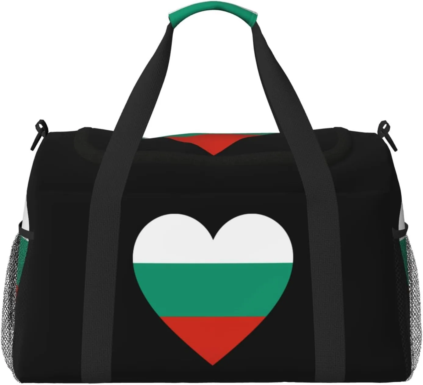 Love Bulgaria Flag Travel Duffel Bag Large Foldable Waterproof Overnight Bag For Beach Swim Bags Pool Sports Gym
